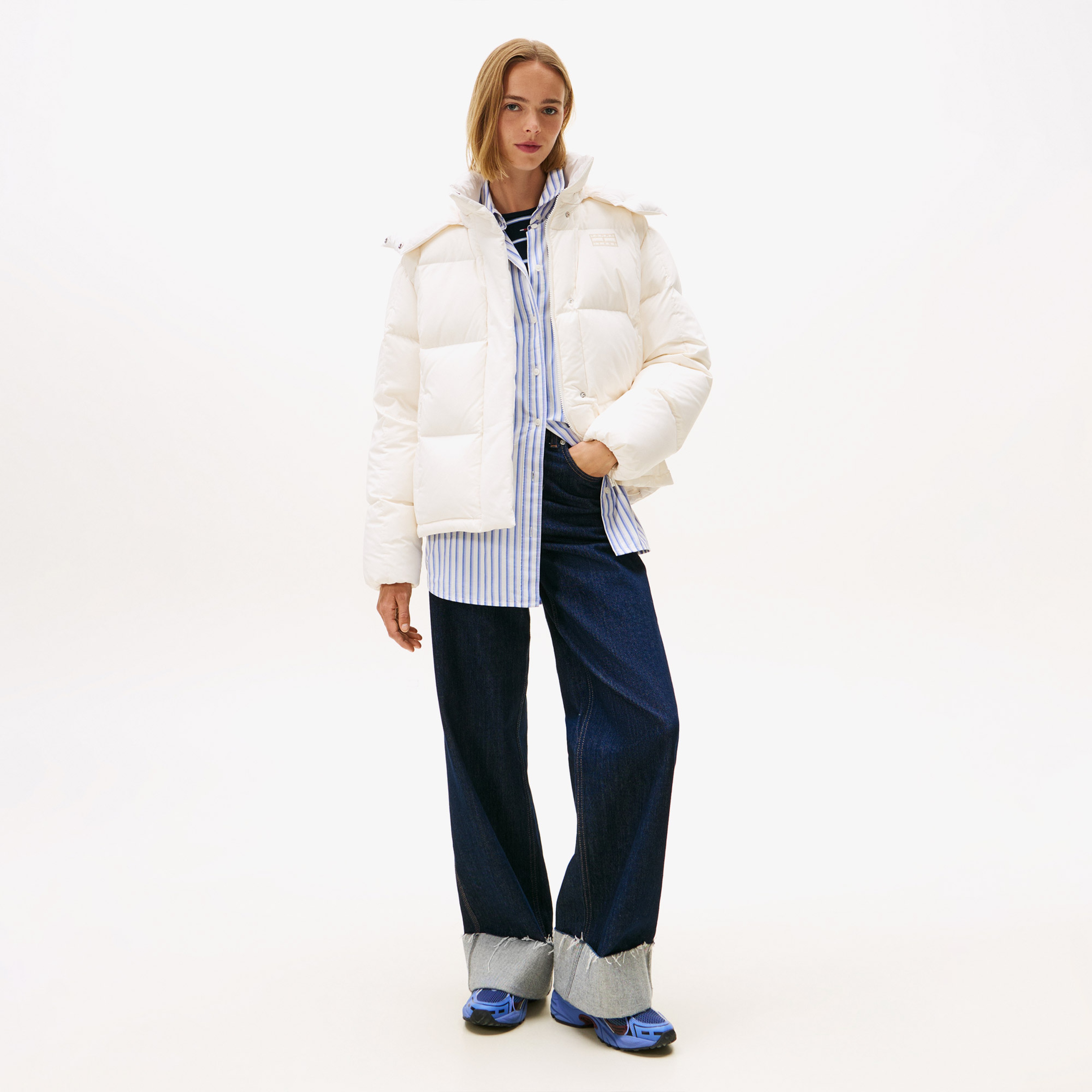 Tommy Jeans Alaska d Kadın Puffer Beyaz Mont