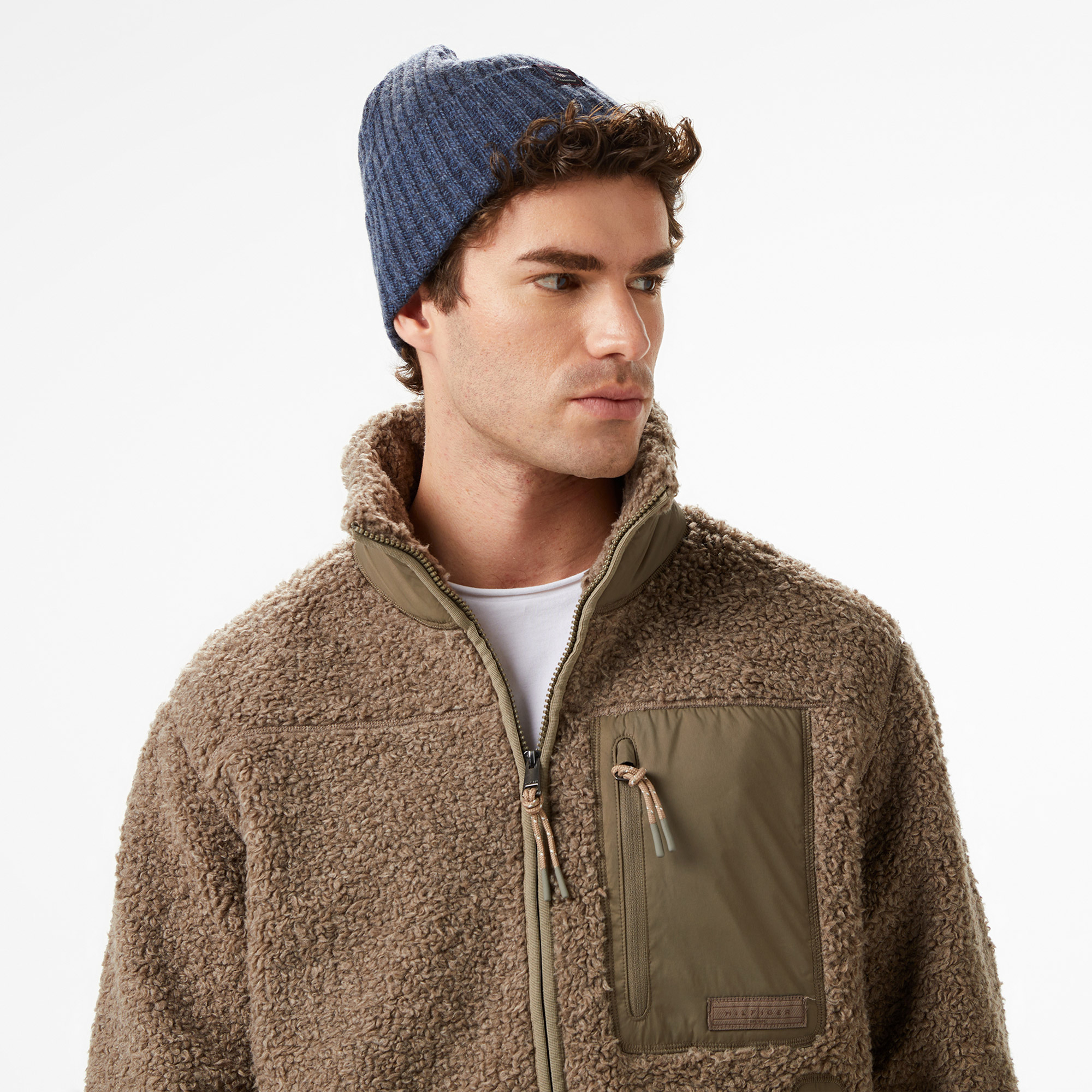 Tommy Hilfiger Teddy Through Erkek Bej Fermuarlı Sweatshirt