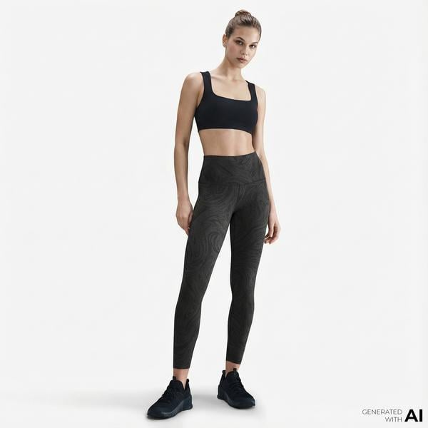 Nike Df Zenvy Hr 7/8 Tght Aop Kadın Siyah Tayt