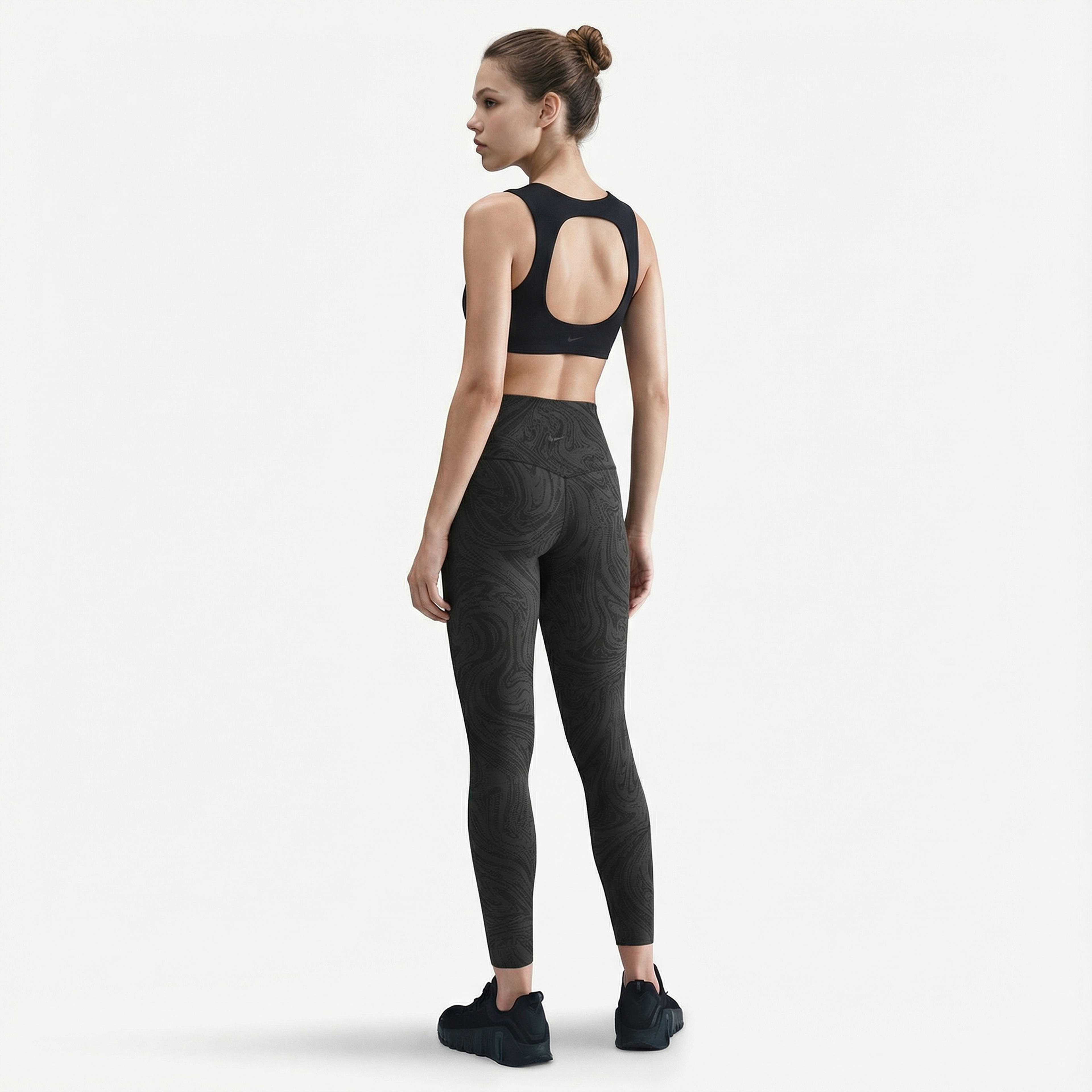 Nike Df Zenvy Hr 7/8 Tght Aop Kadın Siyah Tayt