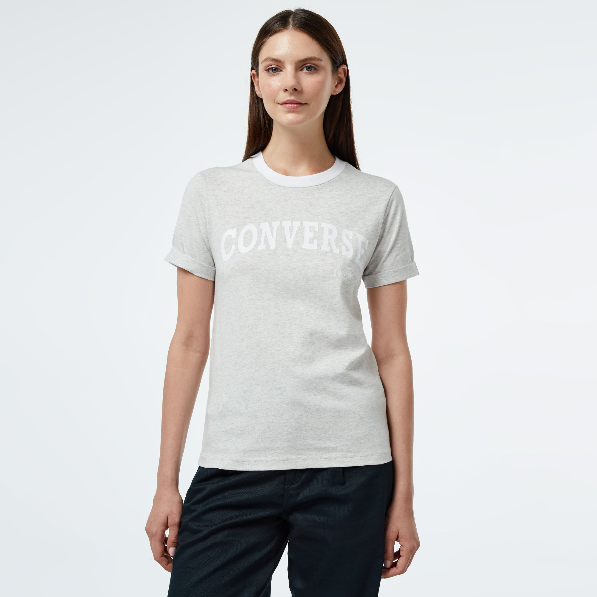 Converse Retro Ringer Kadın Gri T-Shirt