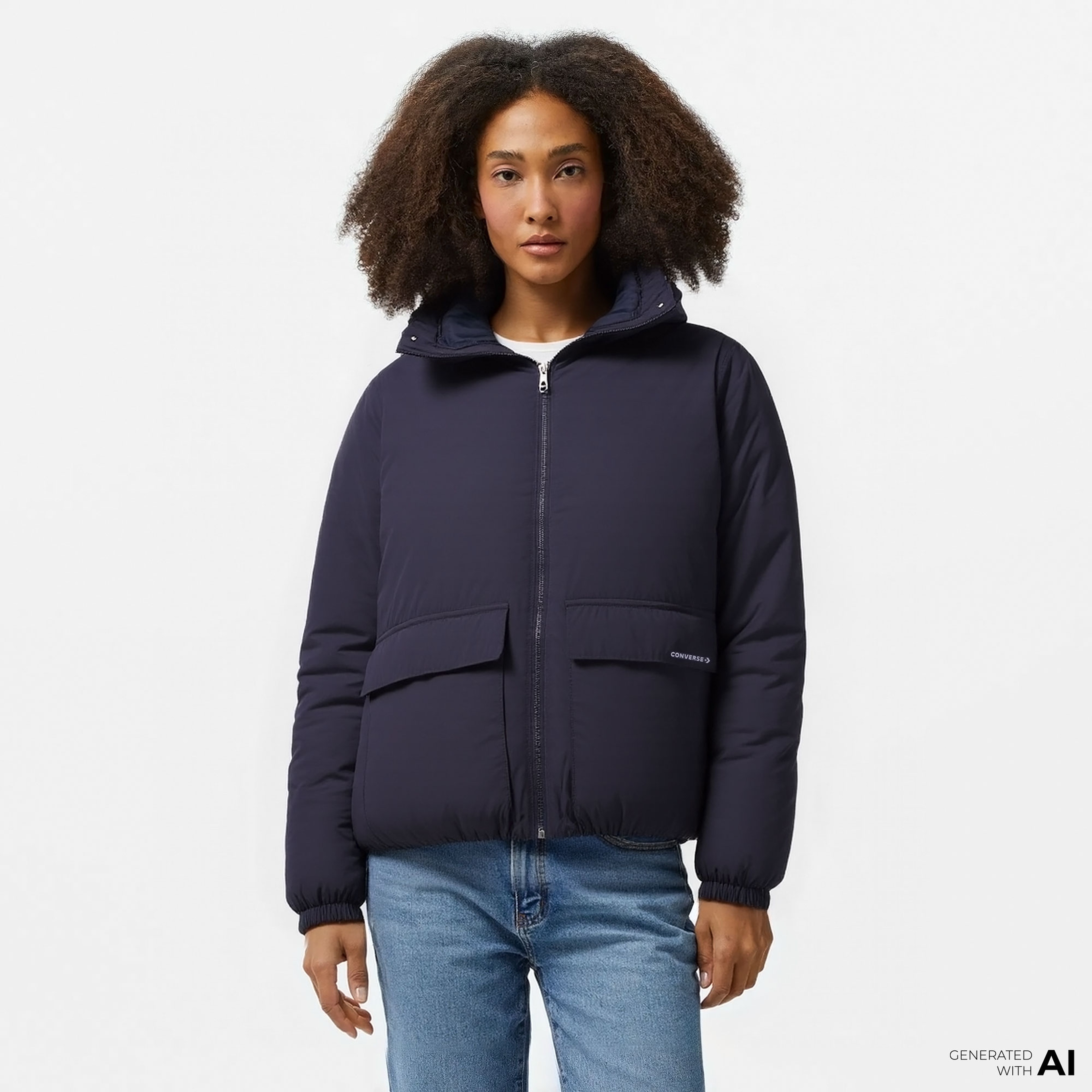 Converse Classic Kadın Kapüşonlu Siyah Mont