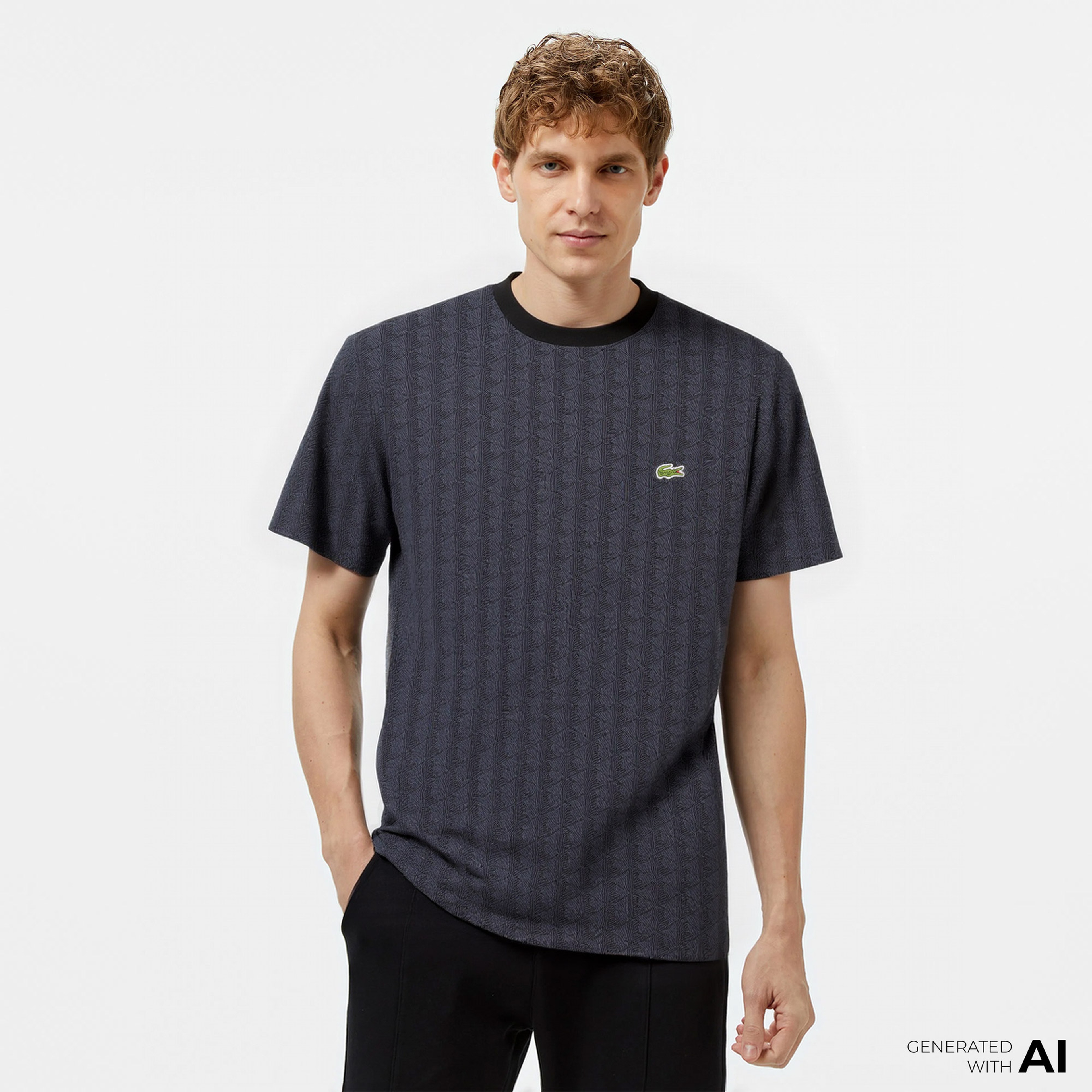 Lacoste Monogram Jersey Erkek Gri T-Shirt