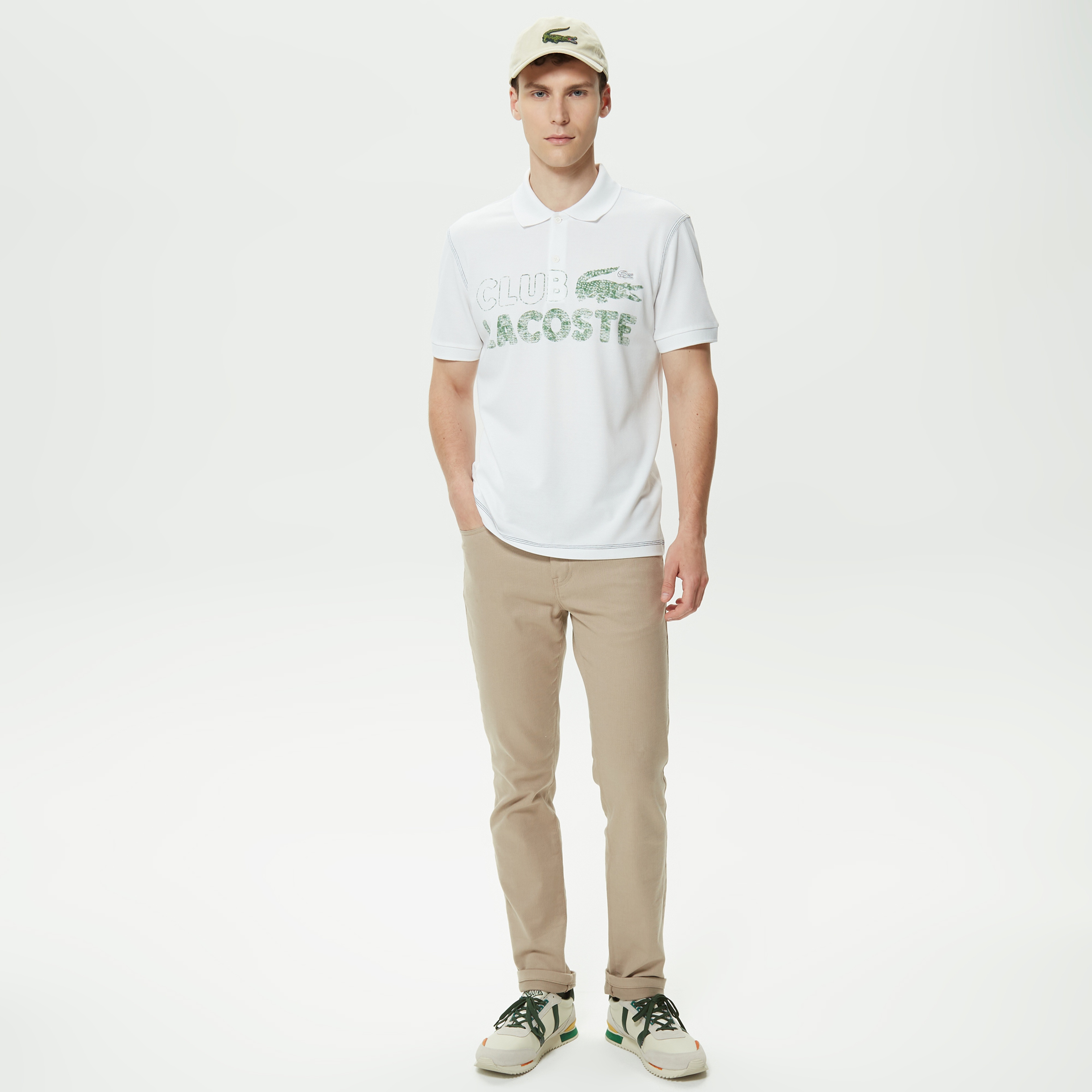 Erkek Regular Fit Baskılı Beyaz Polo