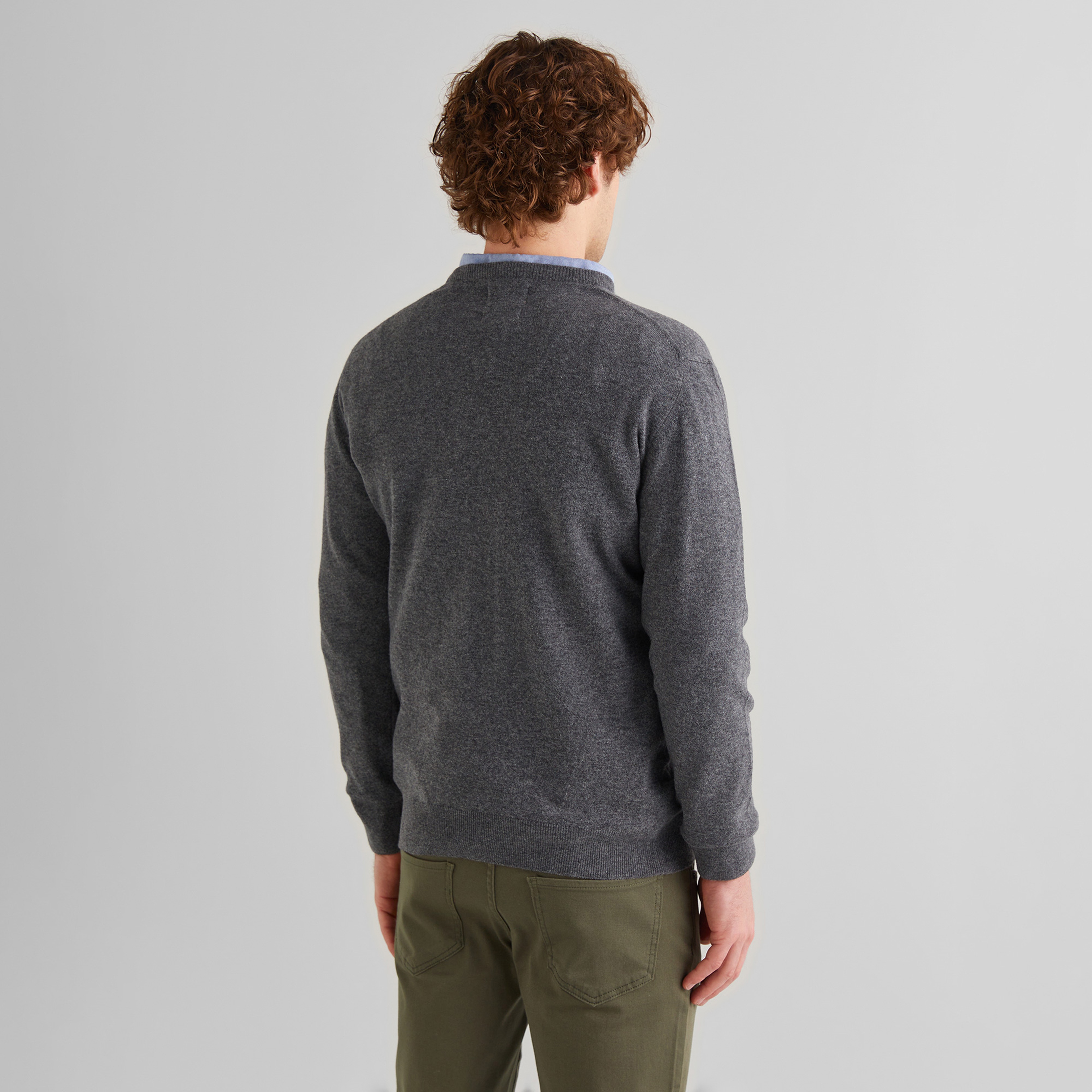 GANT Erkek Gri Regular Fit Bisiklet Yaka Yün Kazak