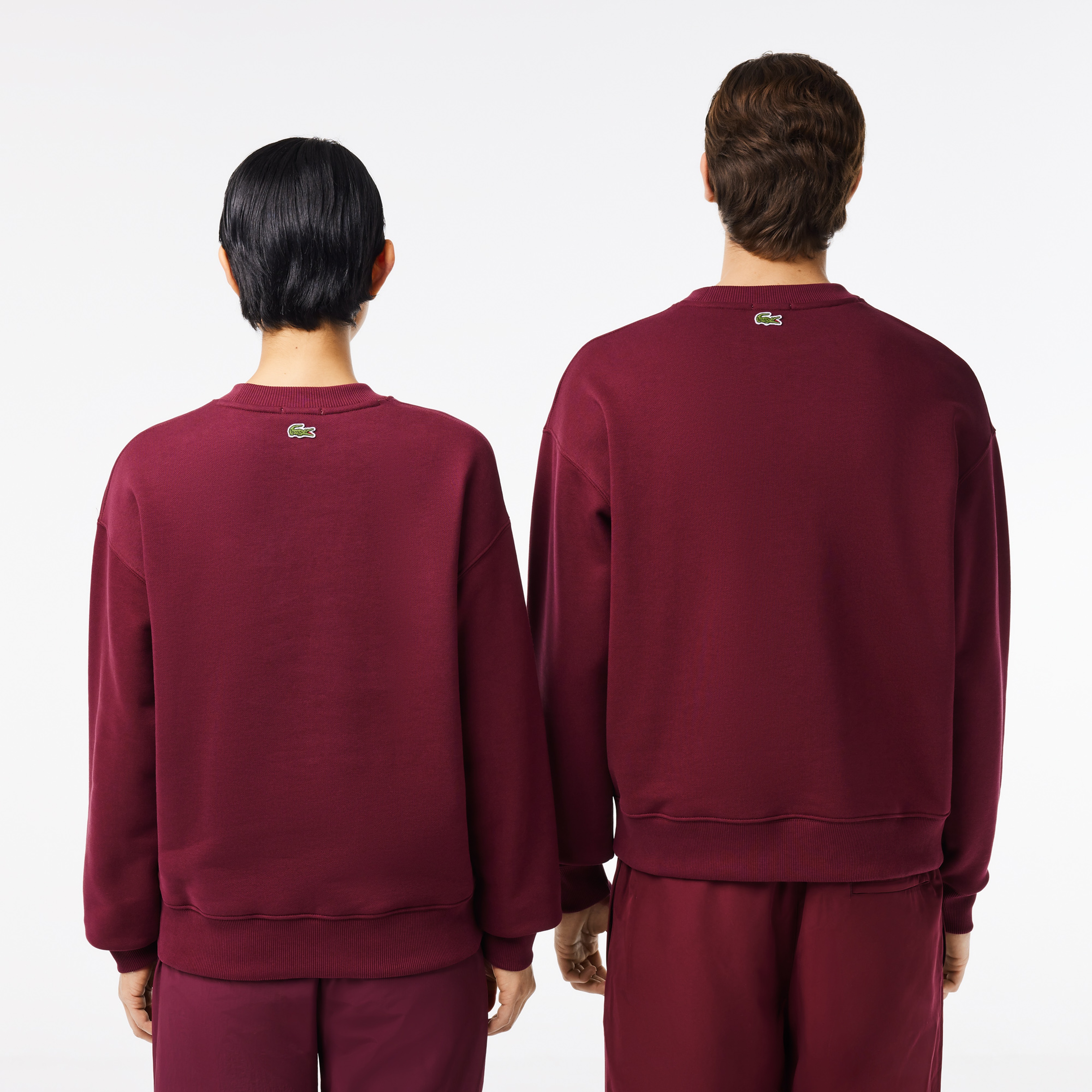 Unisex Loose Fit Bisiklet Yaka Bordo Sweatshirt