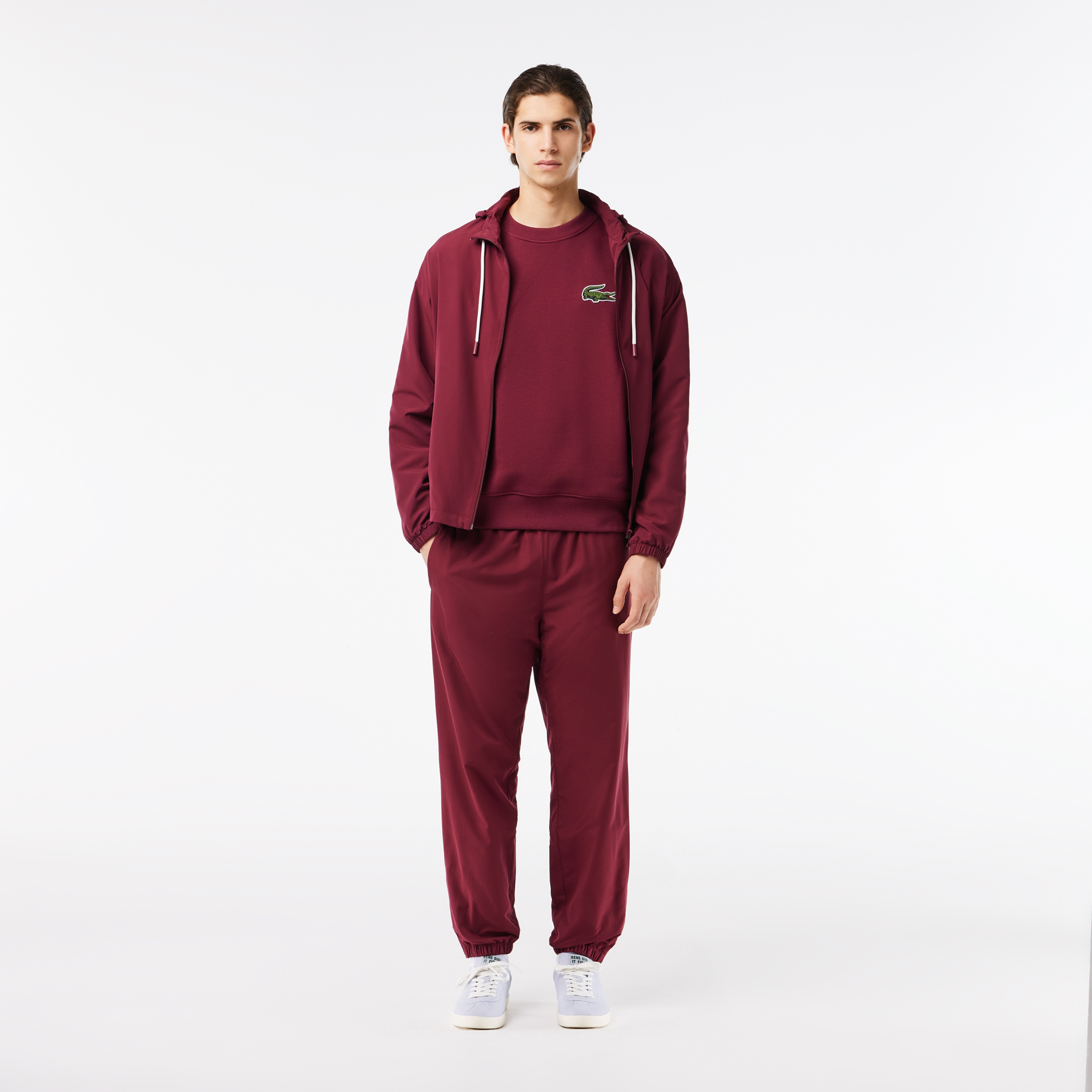 Unisex Loose Fit Bisiklet Yaka Bordo Sweatshirt