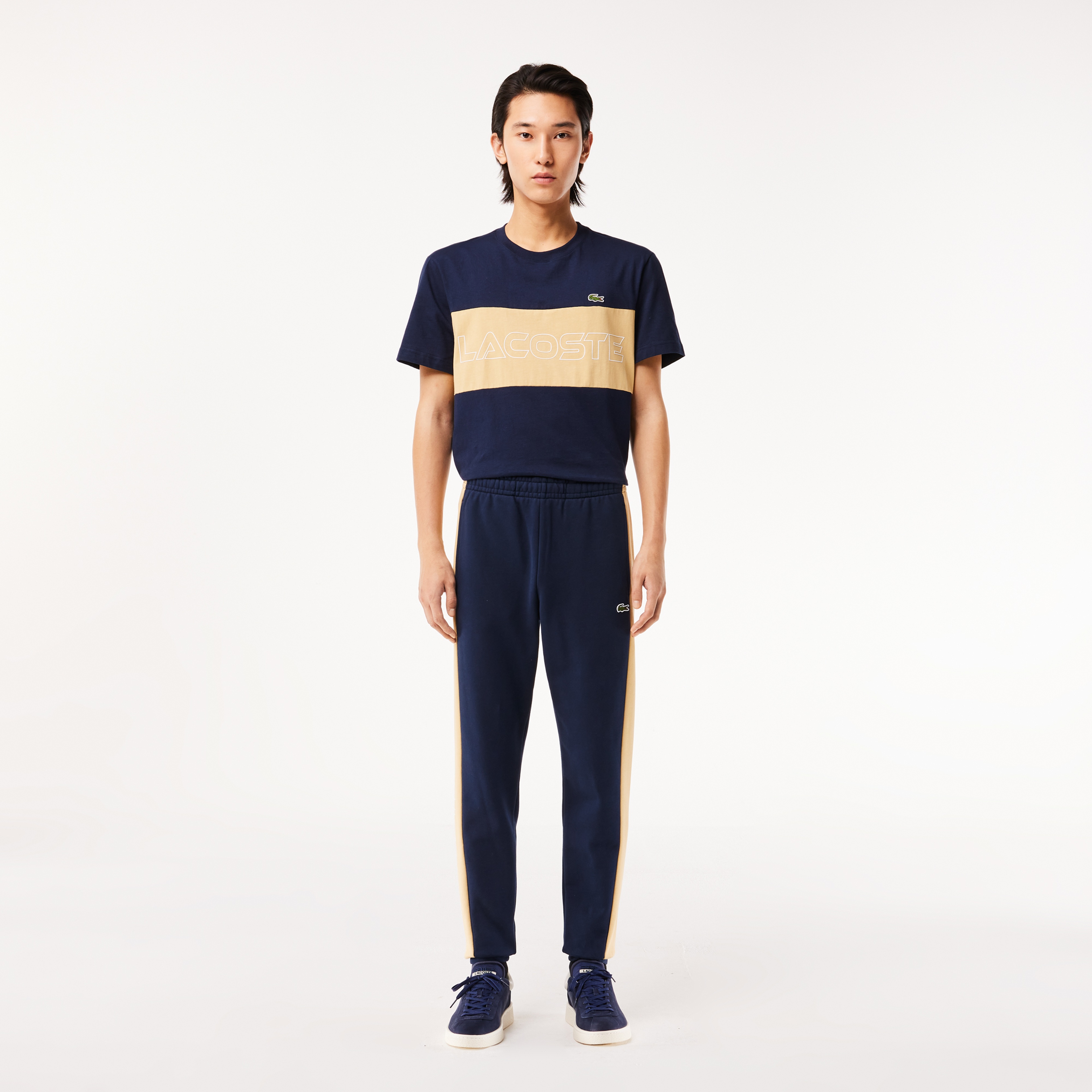 Erkek Tapered Fit Renk Bloklu Lacivert Eşofman Altı