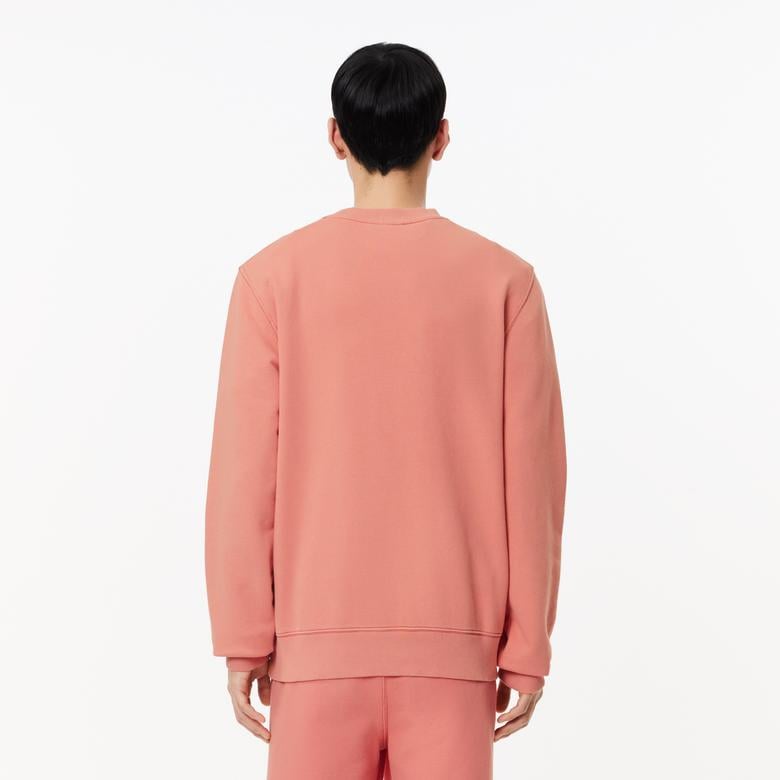 Erkek Classic Fit Bisiklet Yaka Baskılı Pembe Sweatshirt