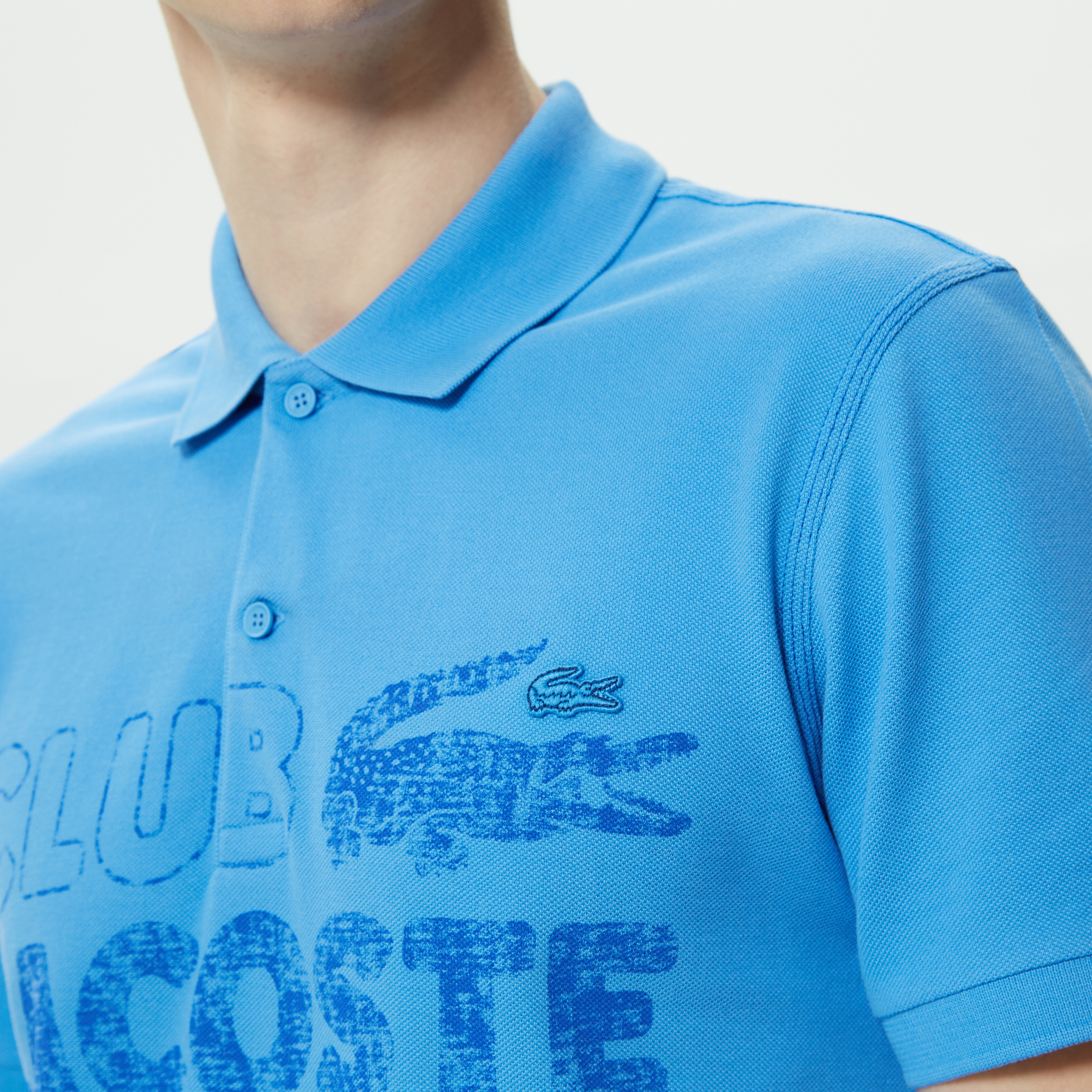 Erkek Regular Fit Baskılı Mavi Polo
