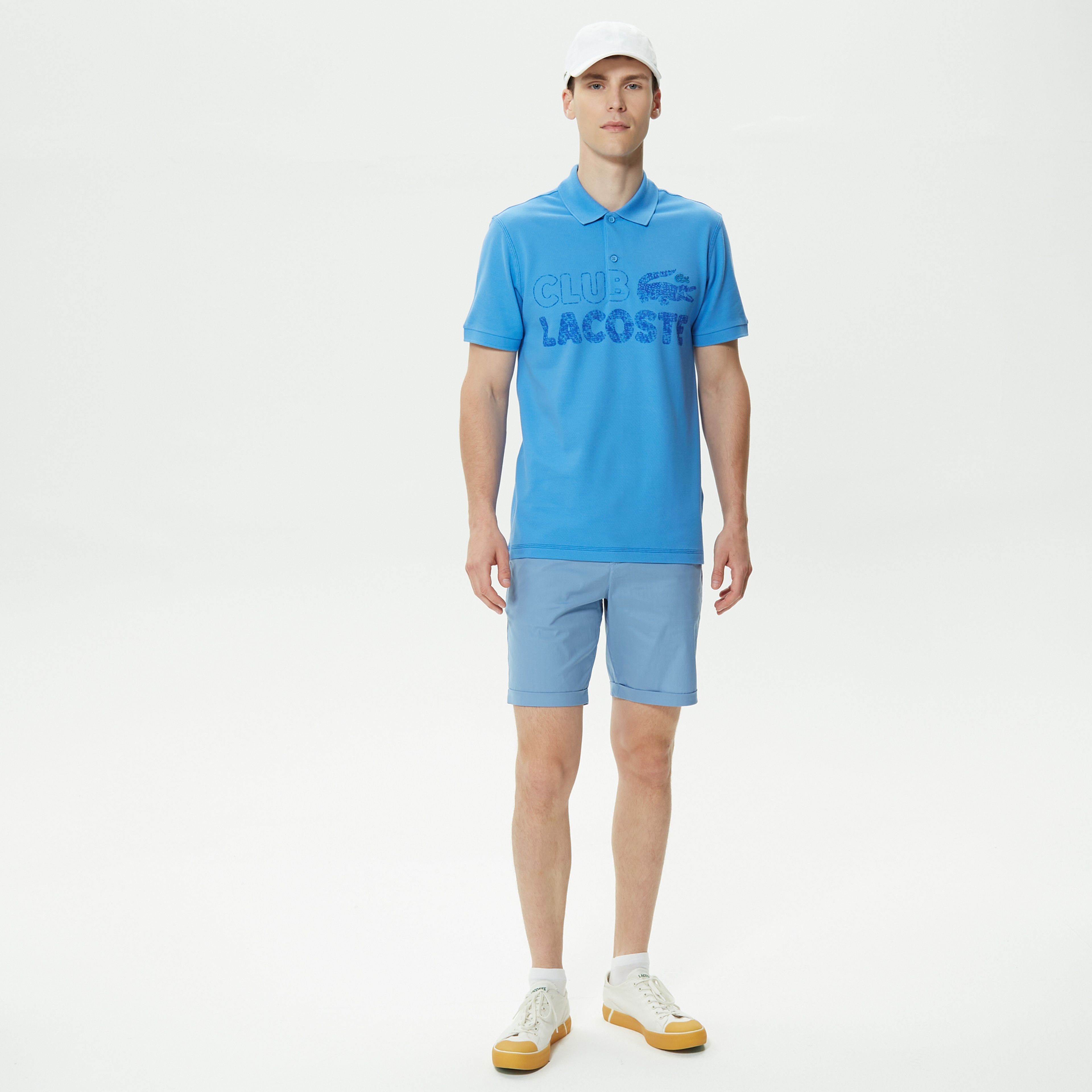 Erkek Regular Fit Baskılı Mavi Polo