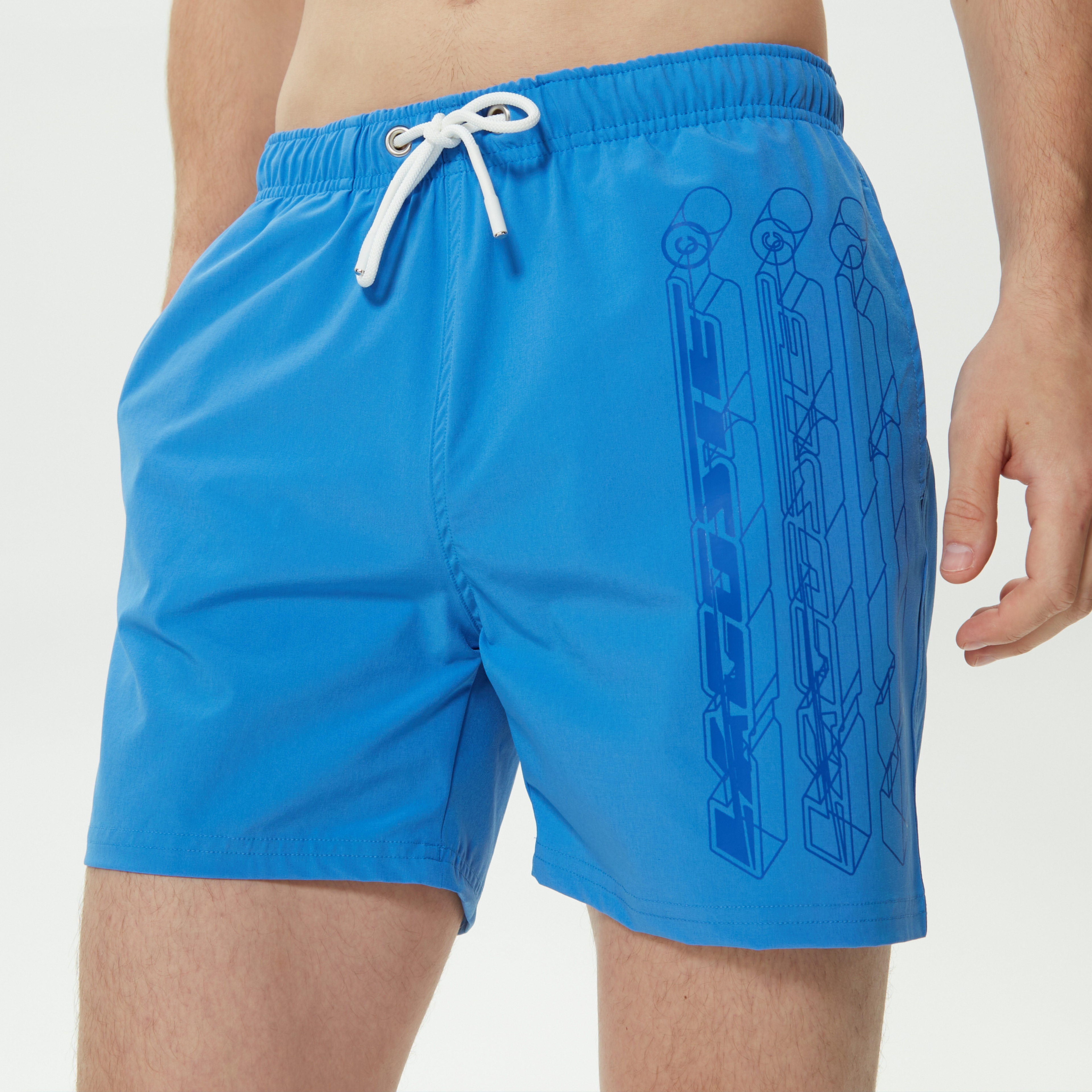 Lacoste Erkek Baskılı Mavi Deniz Şortu