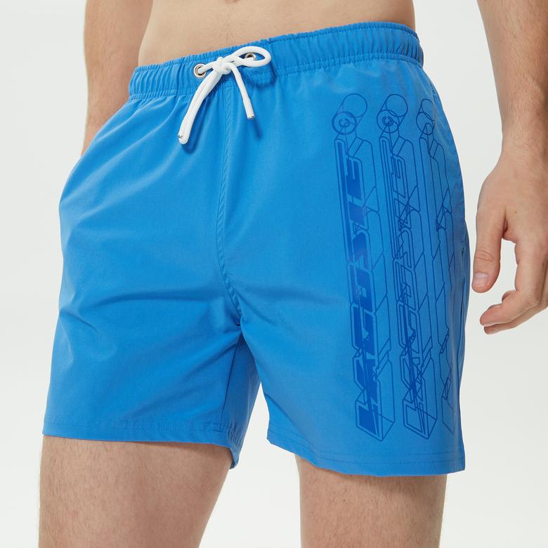 Lacoste Erkek Baskılı Mavi Deniz Şortu