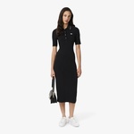 Kadın Slim Fit Kısa Kollu Polo Yaka Siyah Elbise