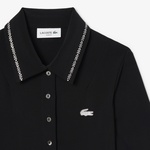 Kadın Slim Fit Kısa Kollu Polo Yaka Siyah Elbise