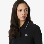 Kadın Slim Fit Kısa Kollu Polo Yaka Siyah Elbise