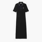 Kadın Slim Fit Kısa Kollu Polo Yaka Siyah Elbise