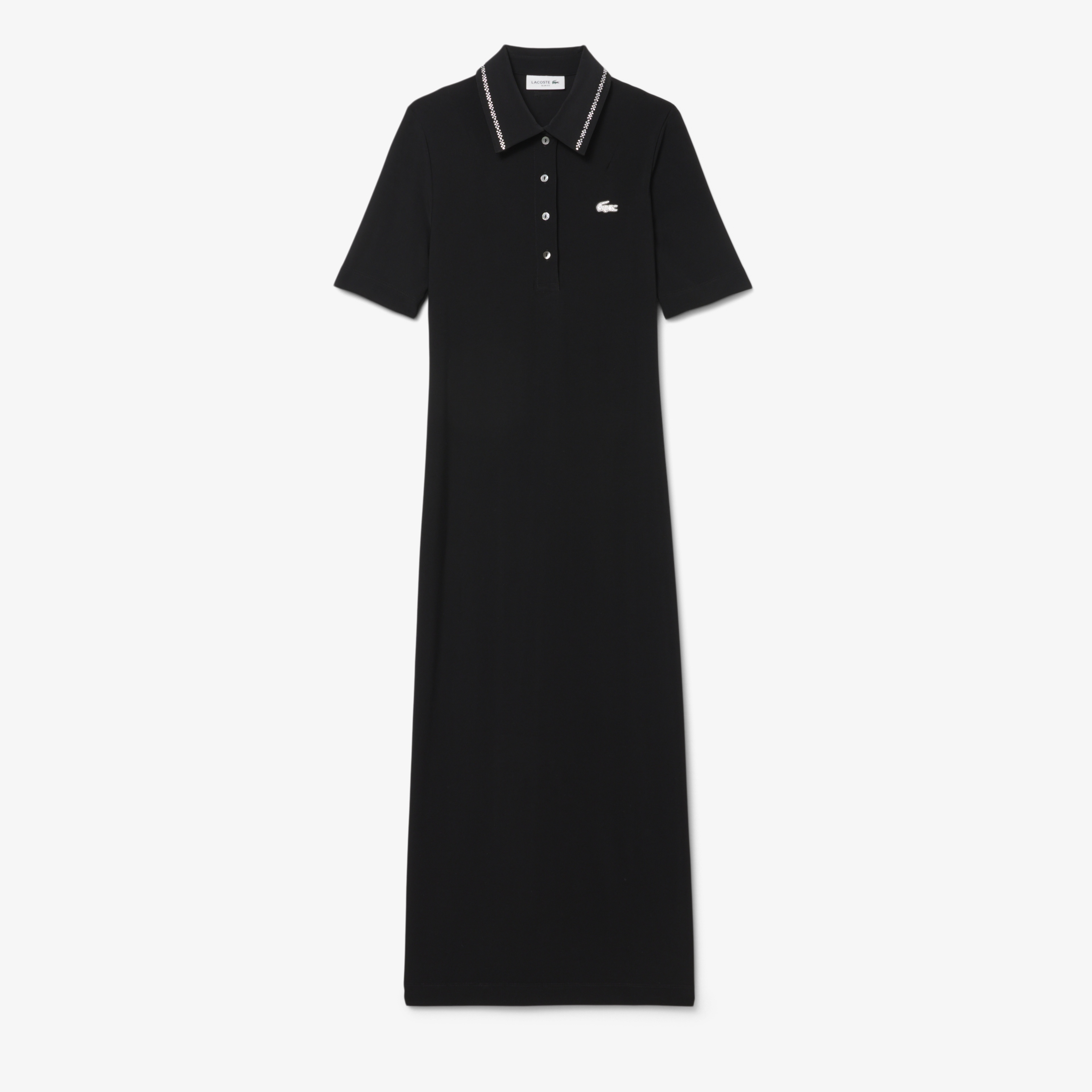 Kadın Slim Fit Kısa Kollu Polo Yaka Siyah Elbise