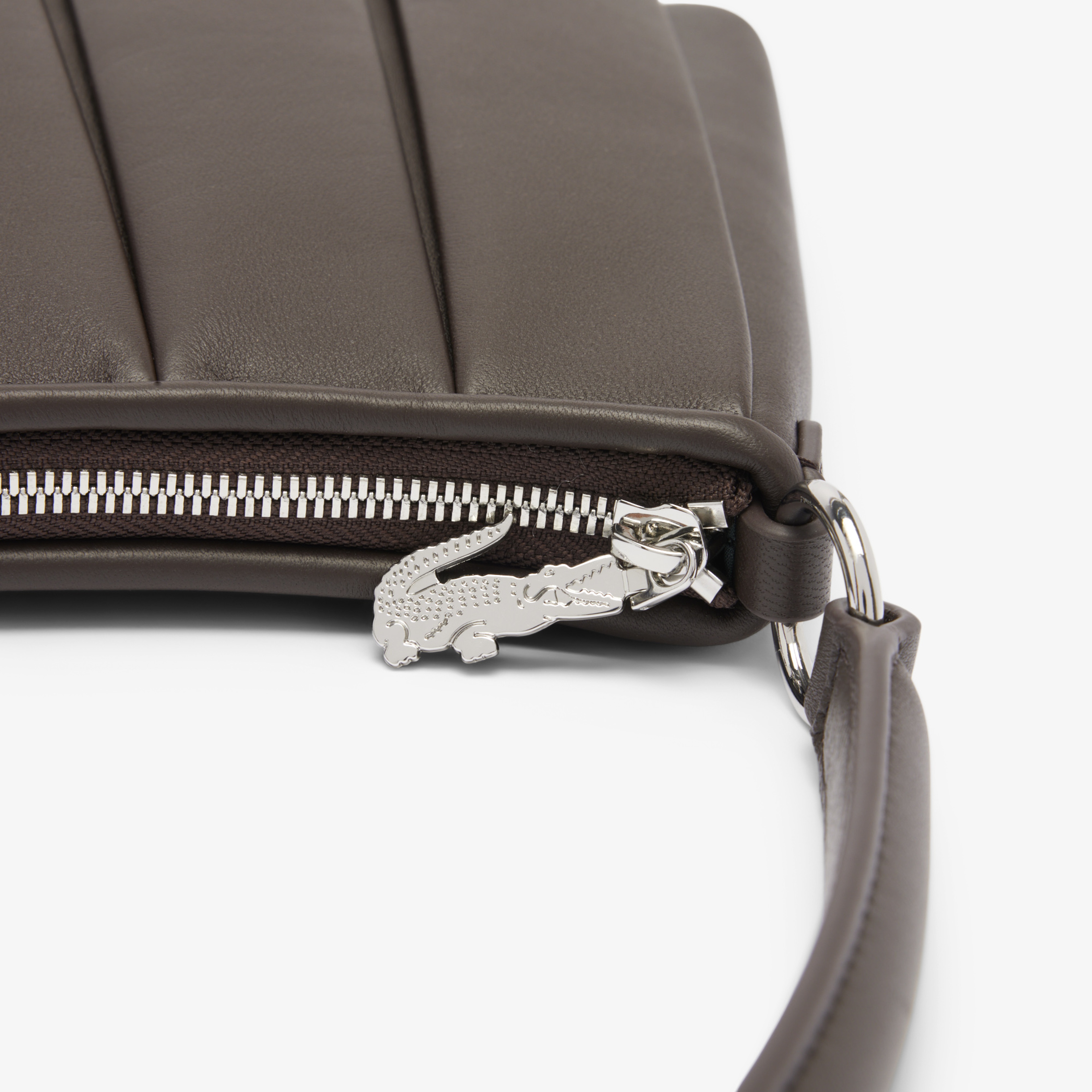 Lacoste Medium Lenglen Kadın Deri Koyu Kahverengi Omuz Çantası