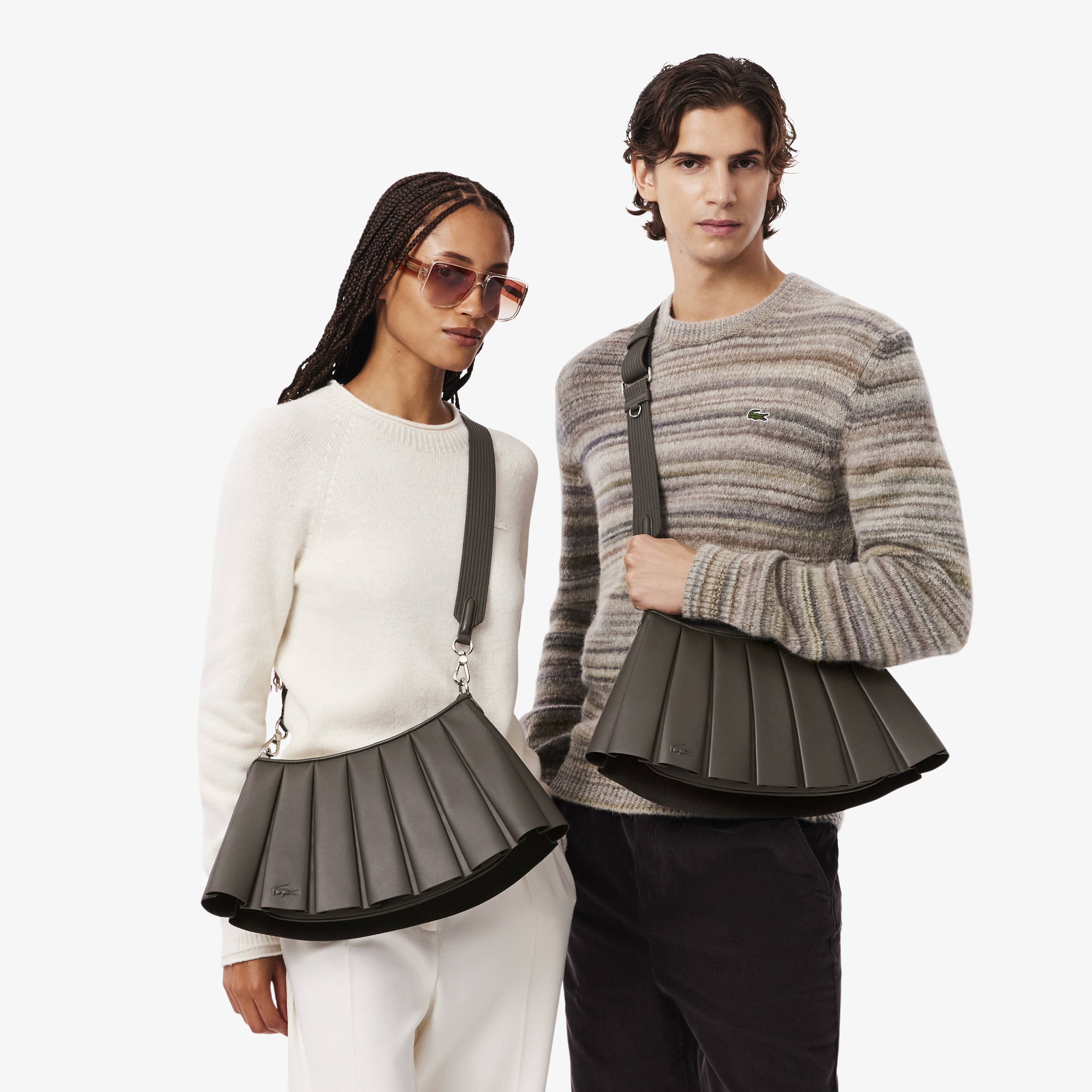 Lacoste Medium Lenglen Kadın Deri Koyu Kahverengi Omuz Çantası