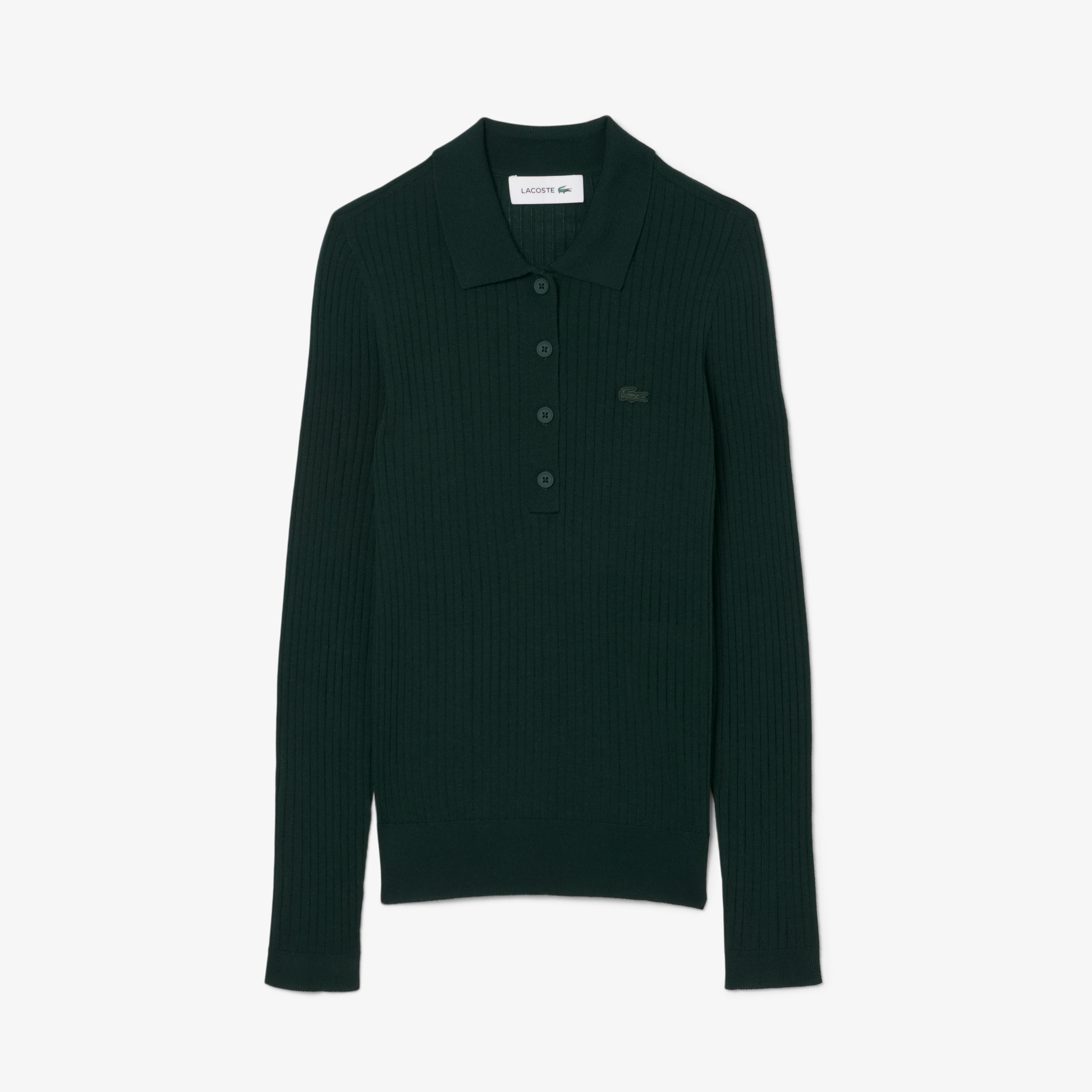 Kadın Regular Fit Polo Yaka Yeşil Kazak