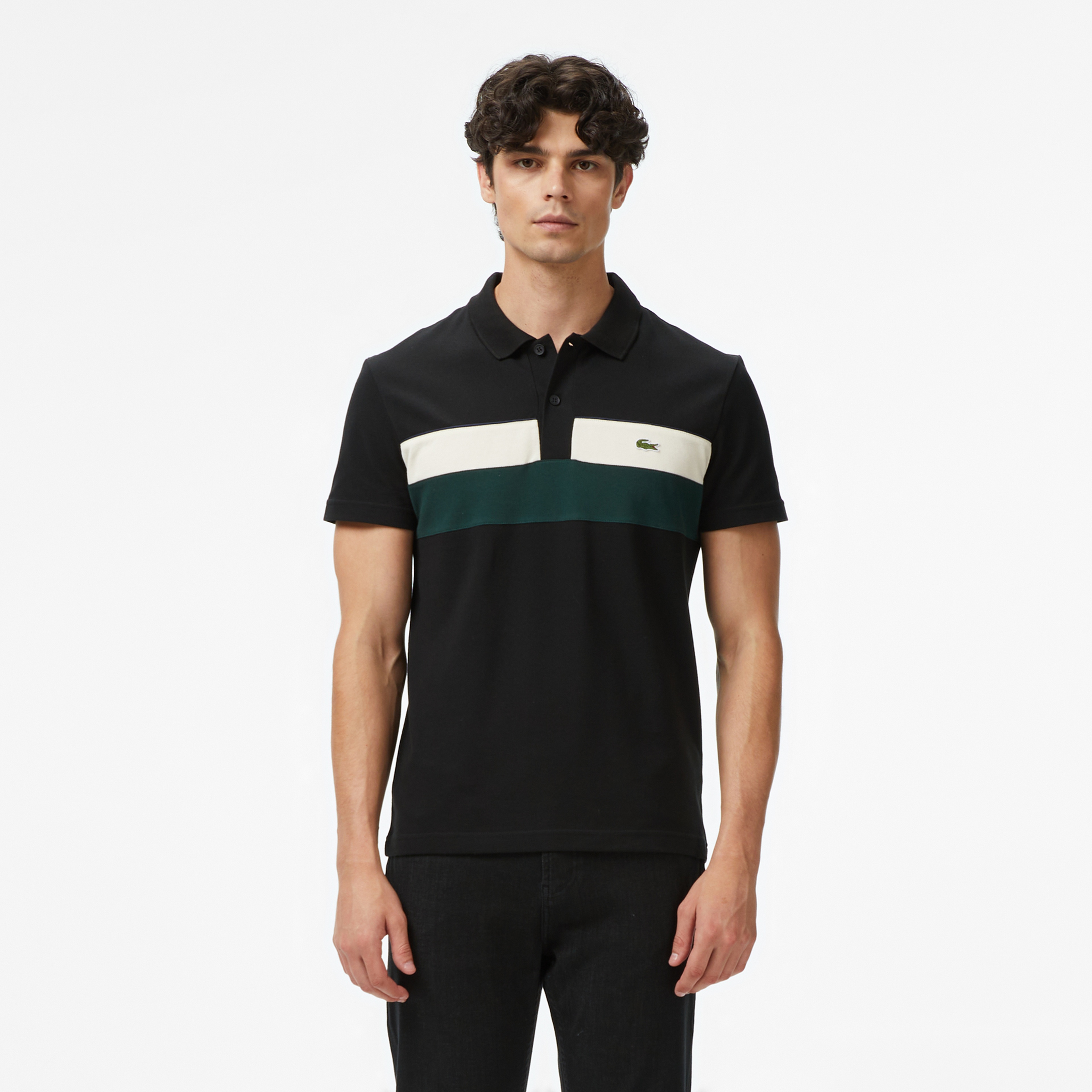 Lacoste Erkek Regular Fit Renk Bloklu Siyah Polo