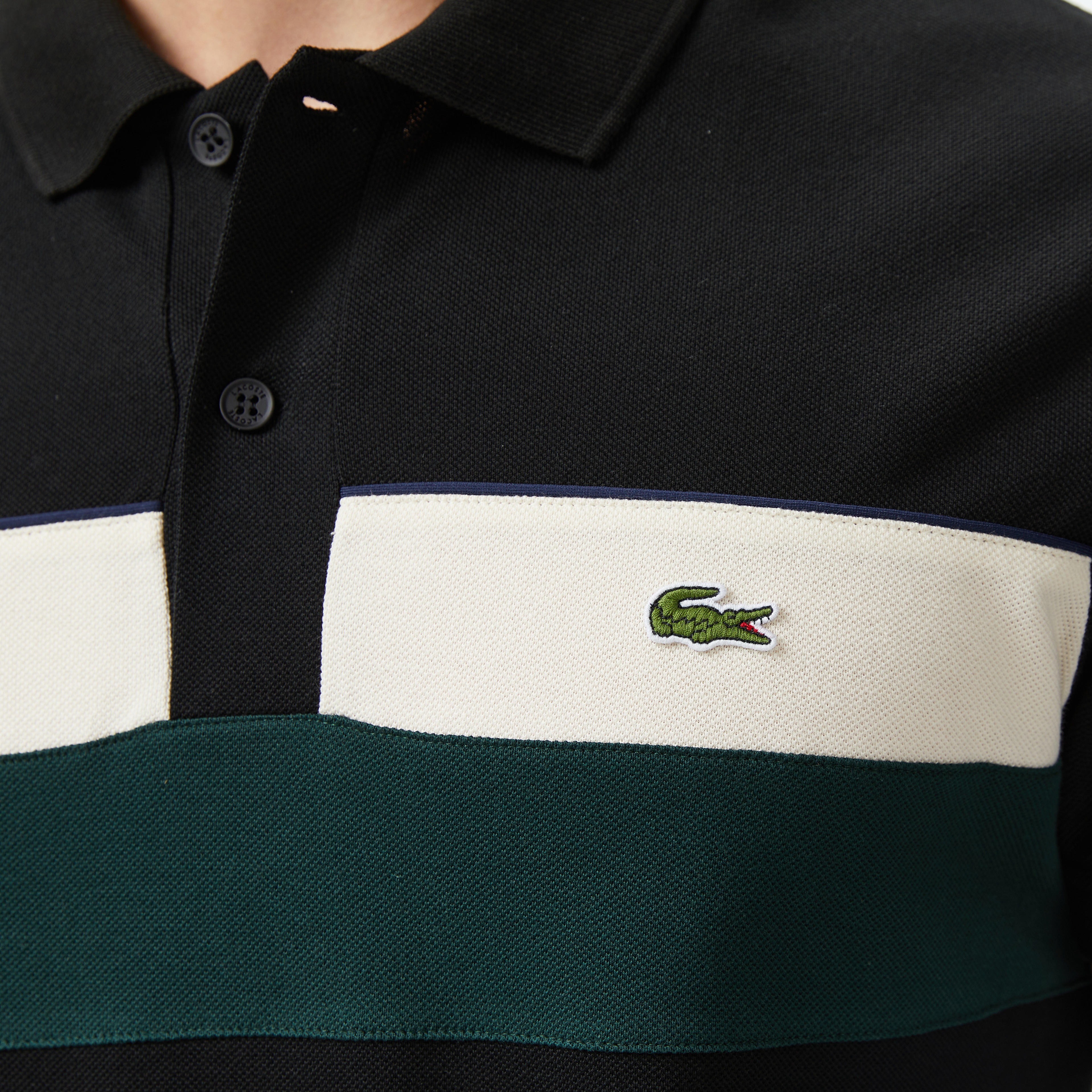 Lacoste Erkek Regular Fit Renk Bloklu Siyah Polo