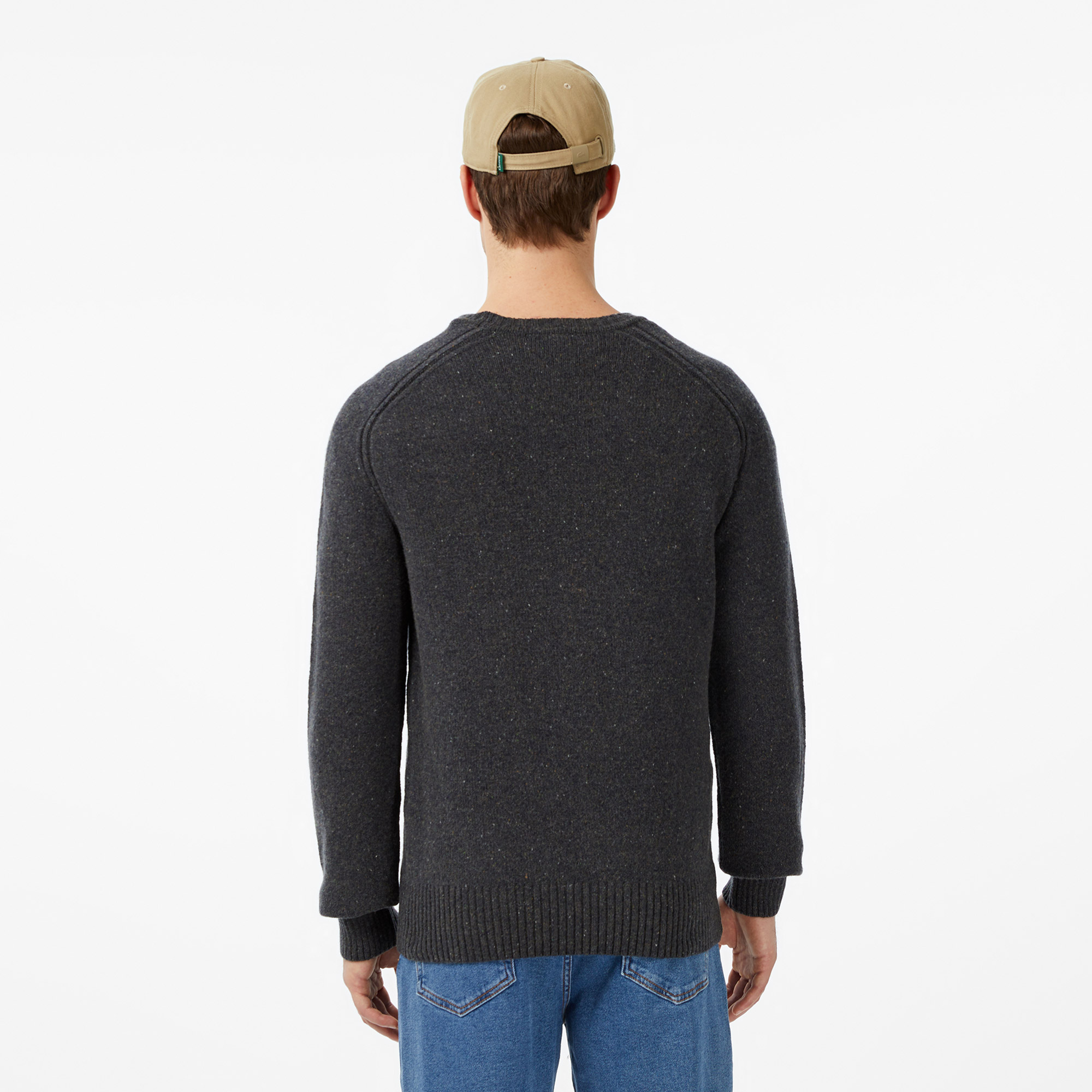 Erkek Classic Fit Bisiklet Yaka Yün Gri Kazak