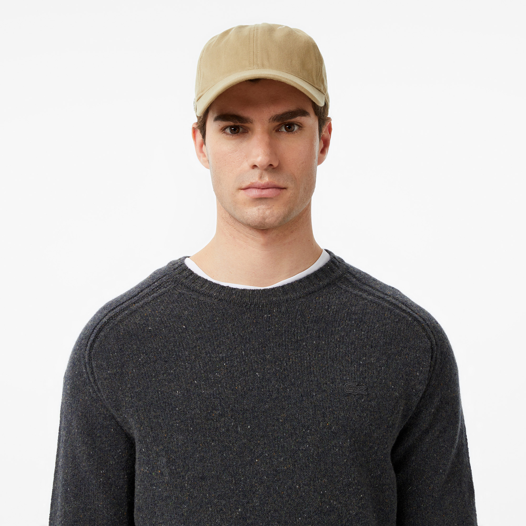 Erkek Classic Fit Bisiklet Yaka Yün Gri Kazak