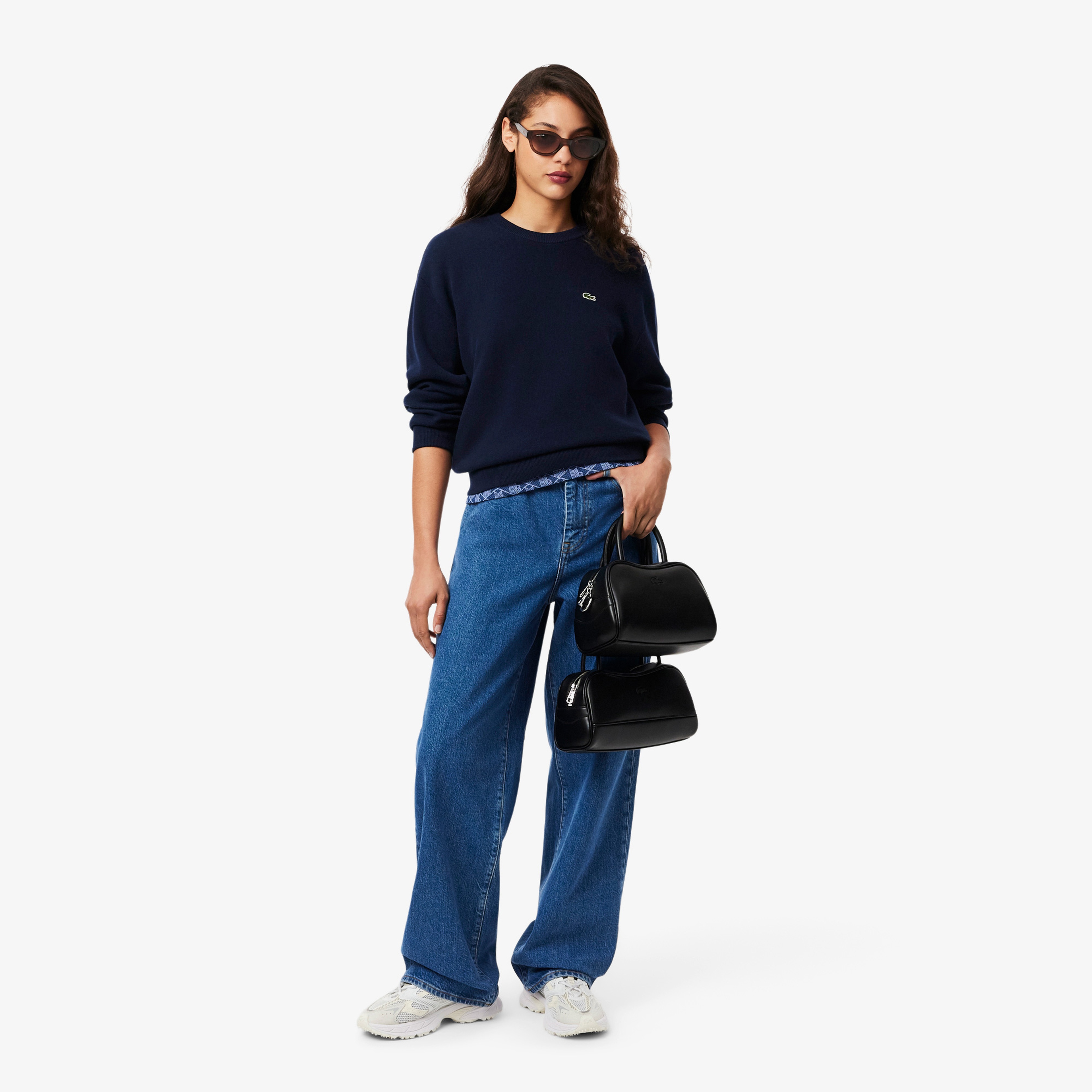 Kadın Relaxed Fit Bisiklet Yaka Lacivert Kazak