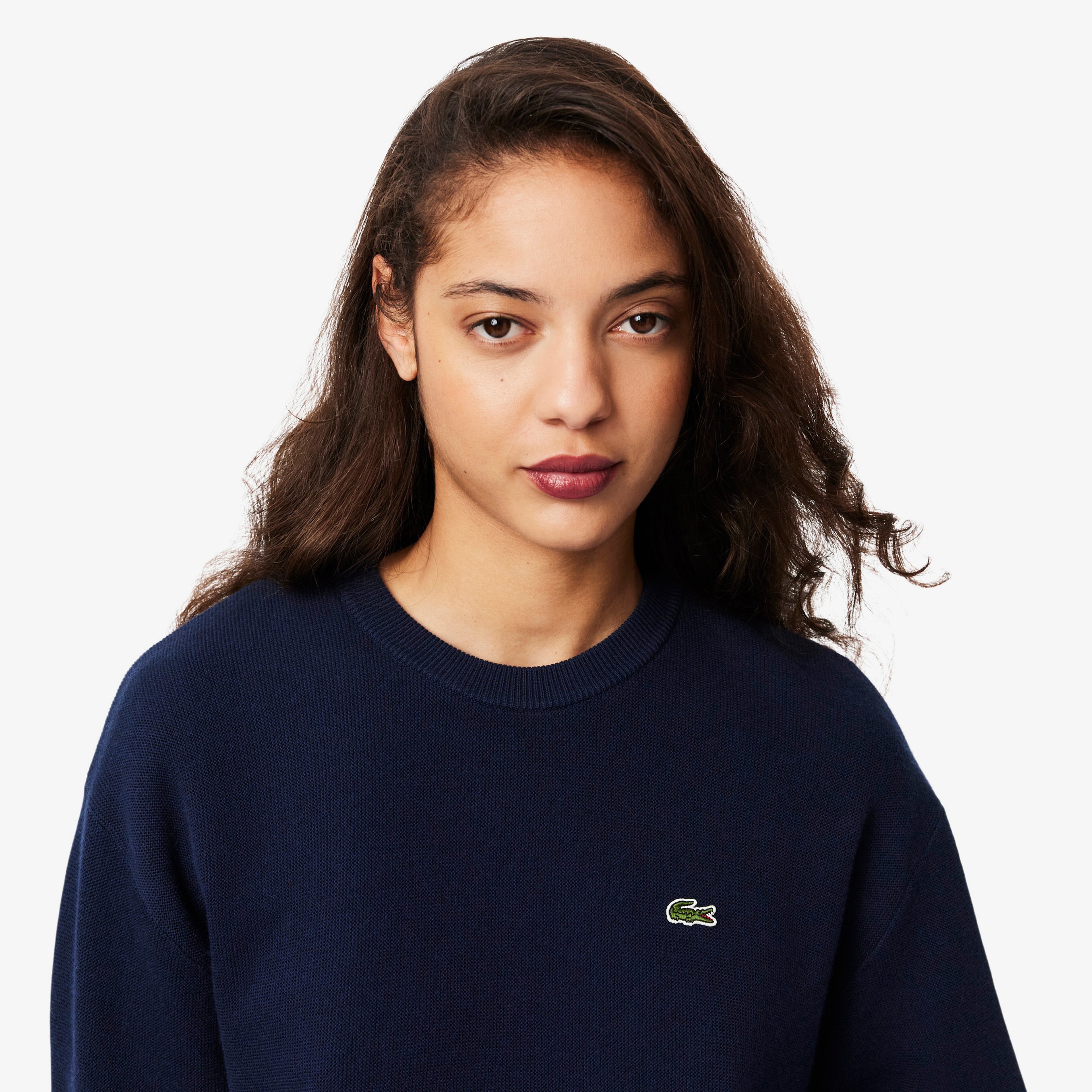 Kadın Relaxed Fit Bisiklet Yaka Lacivert Kazak