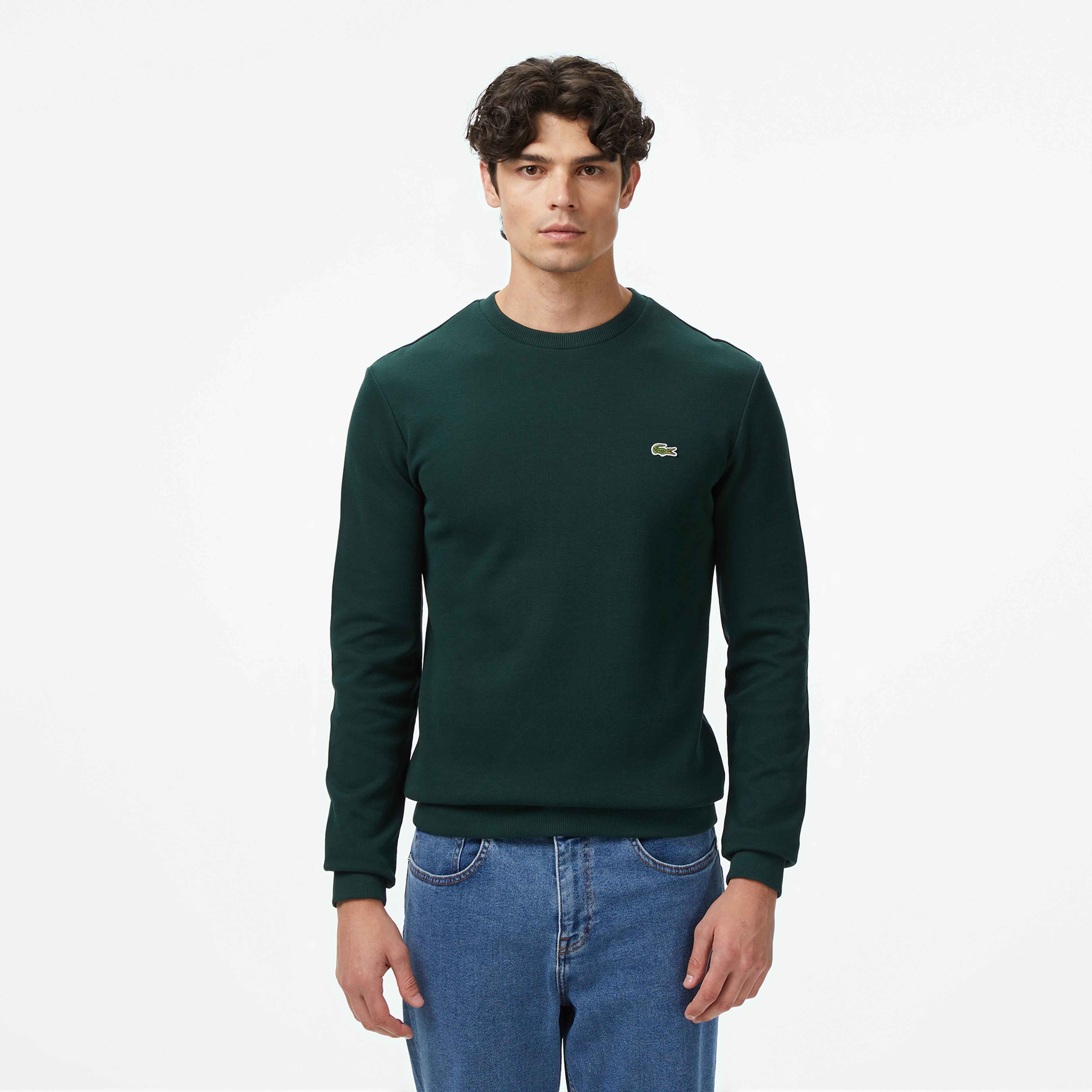 Lacoste Regular Fit Uzun Kollu Bisiklet Yaka Erkek Koyu Yeşil T-Shirt