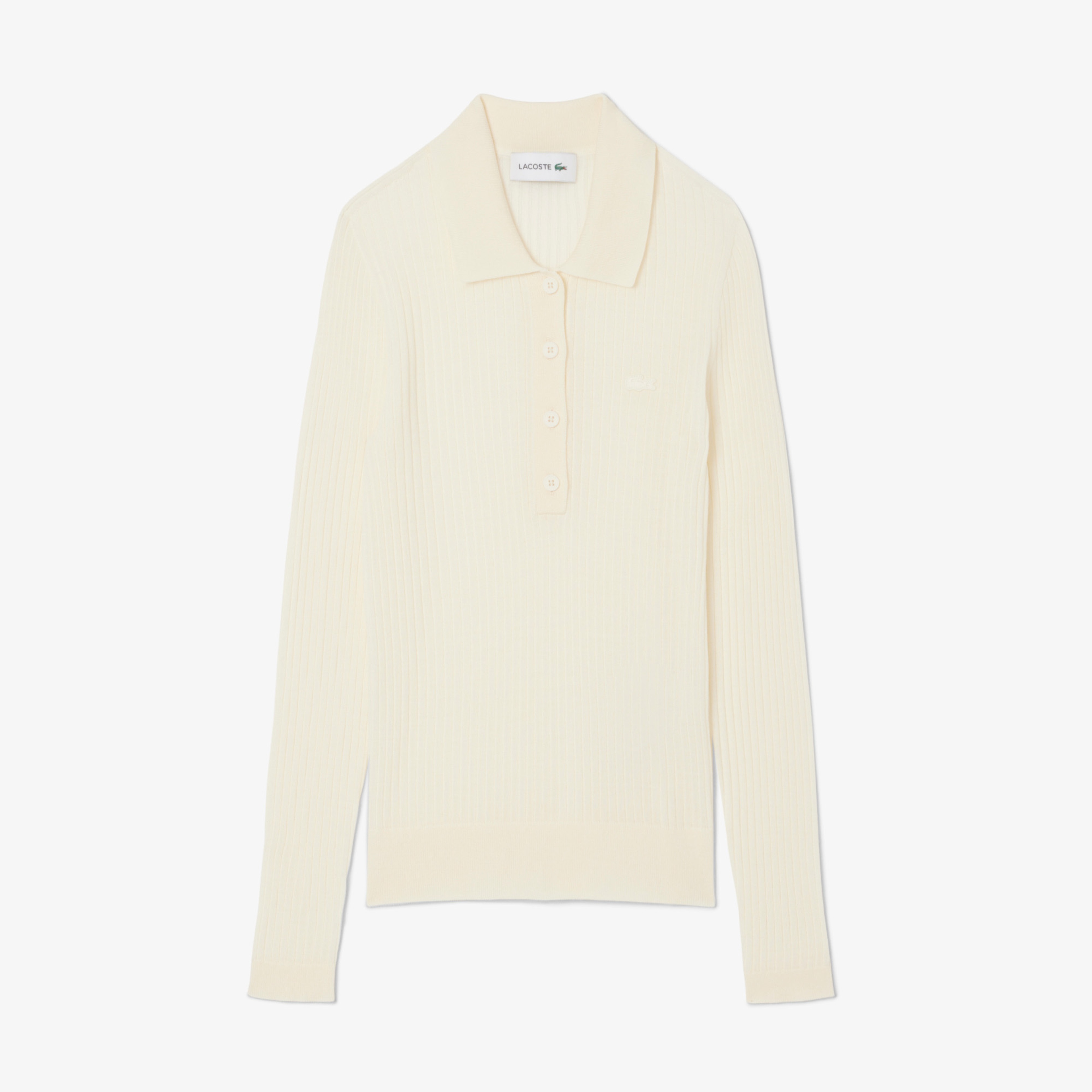 Kadın Regular Fit Polo Yaka Krem Kazak