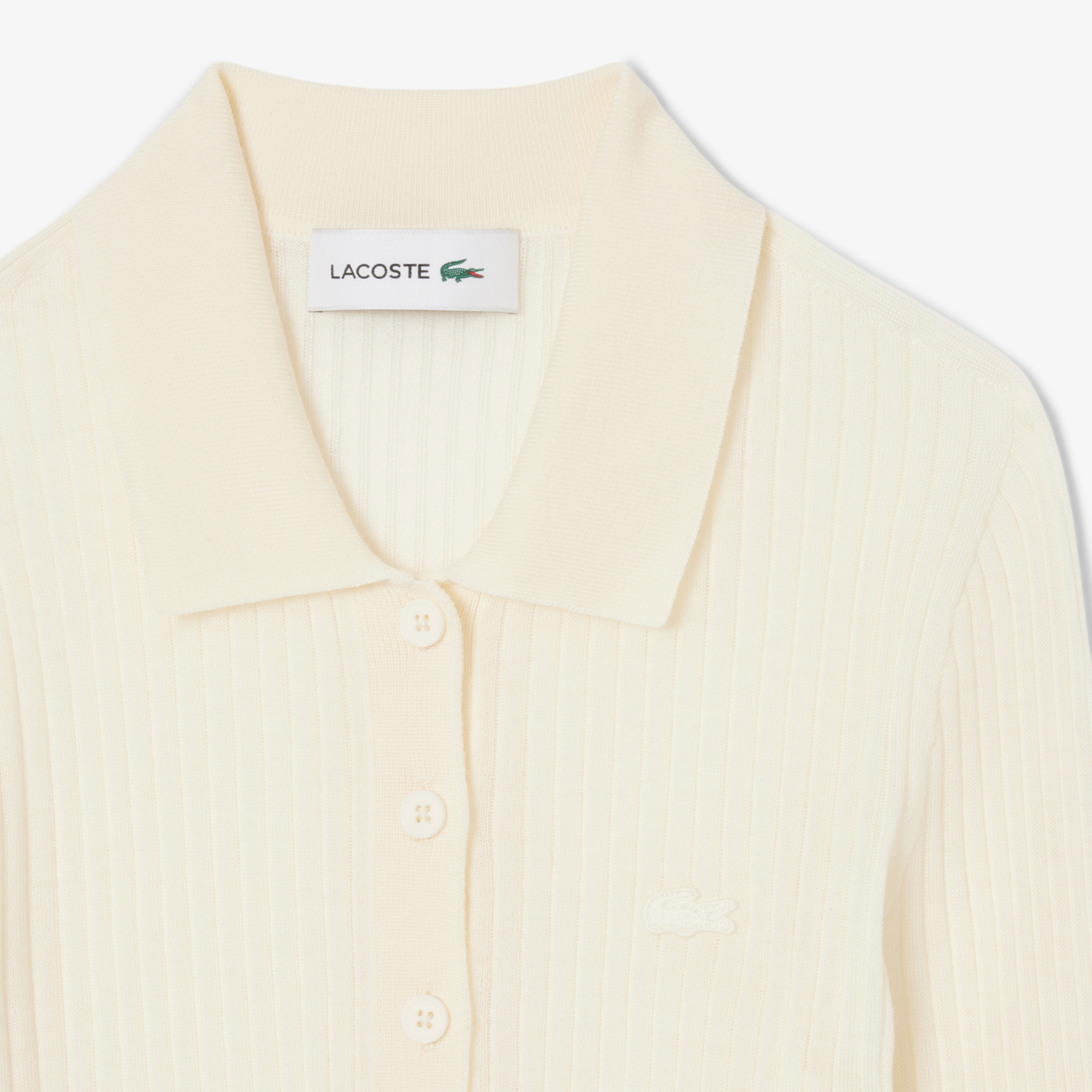 Kadın Regular Fit Polo Yaka Krem Kazak