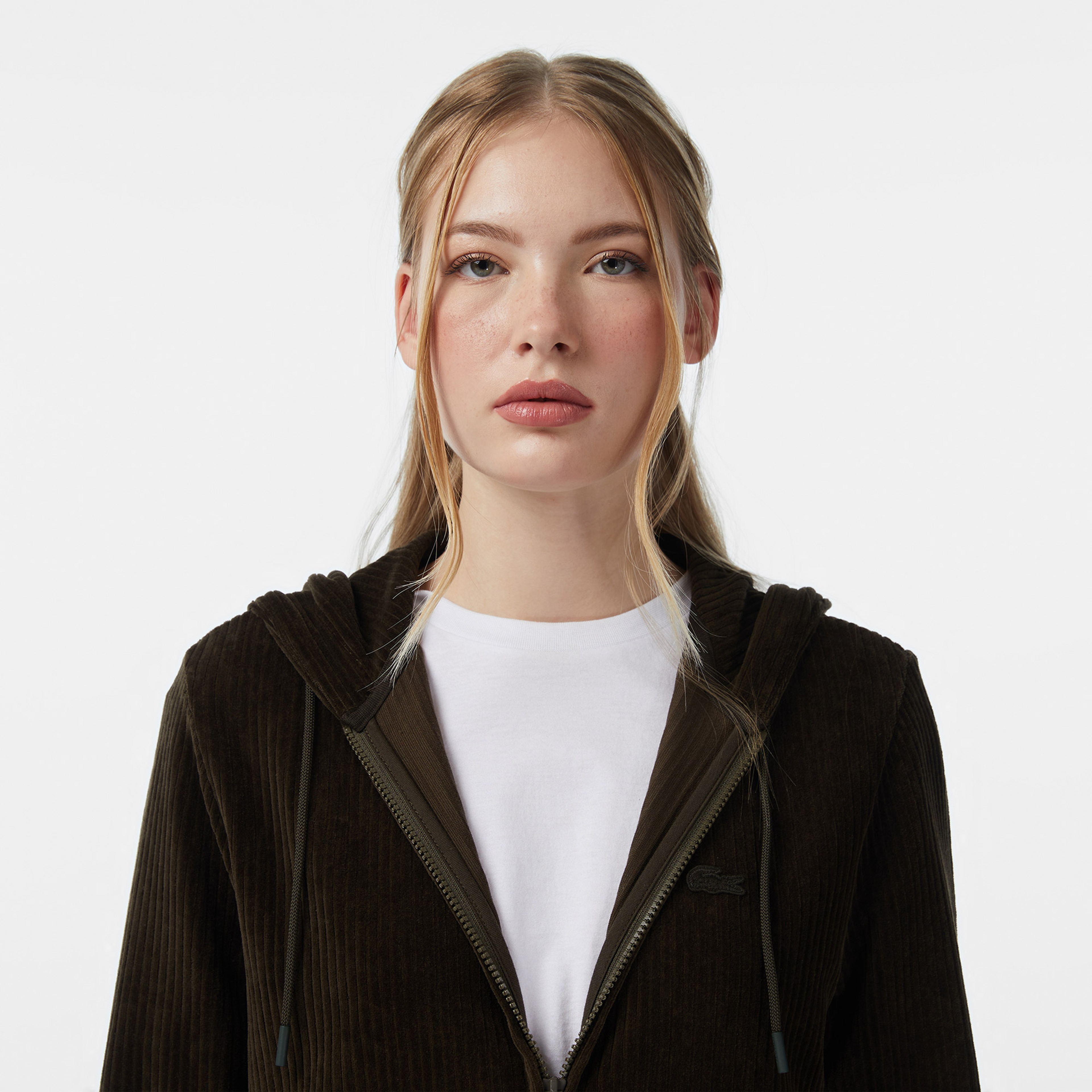 Lacoste Kadın Regular Fit Kapüşonlu Haki Sweatshirt