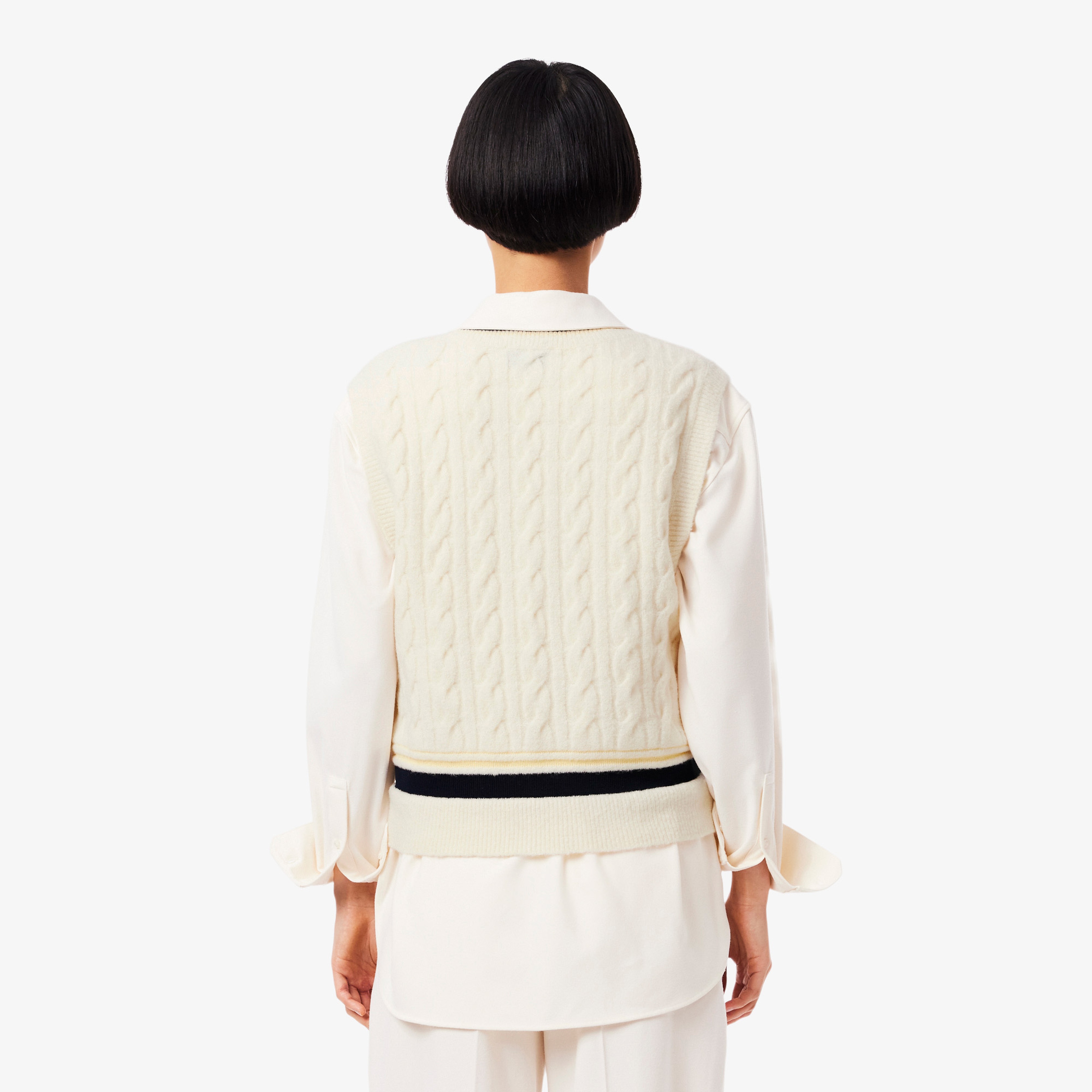 Kadın Classic Fit V Yaka Krem Süveter