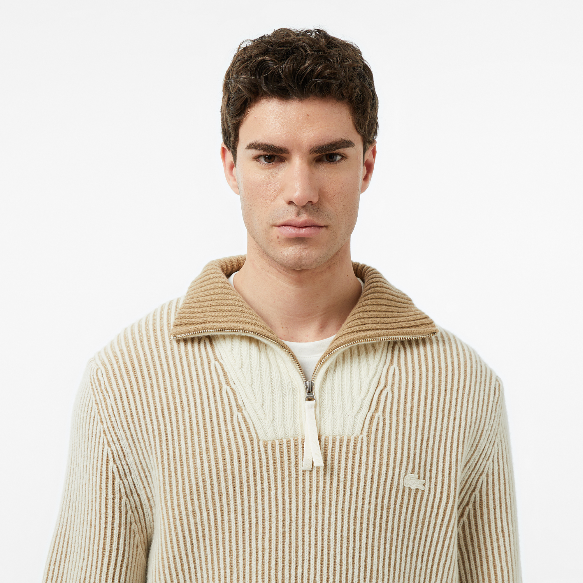 Erkek Classic Fit Polo Yaka Krem Kazak