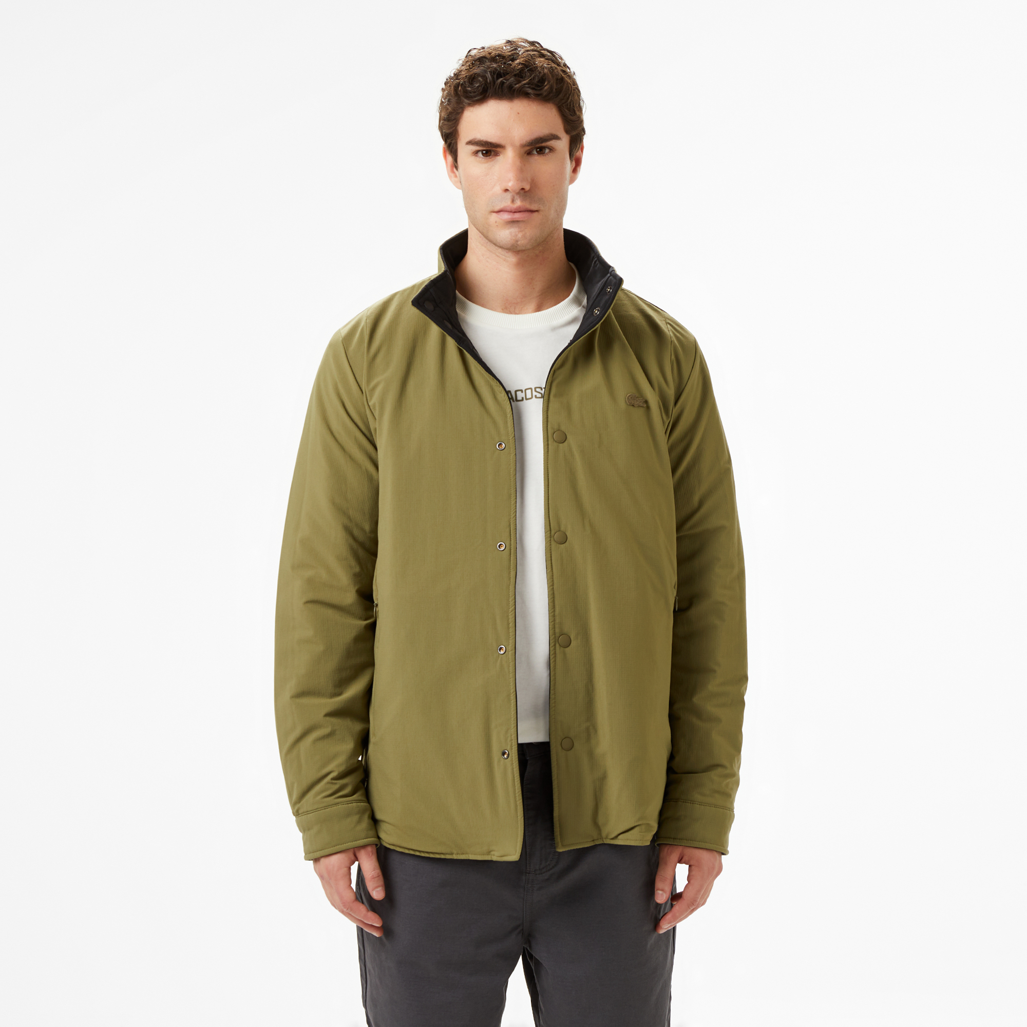 Lacoste Erkek Dik Yaka Çift Taraflı Haki Mont