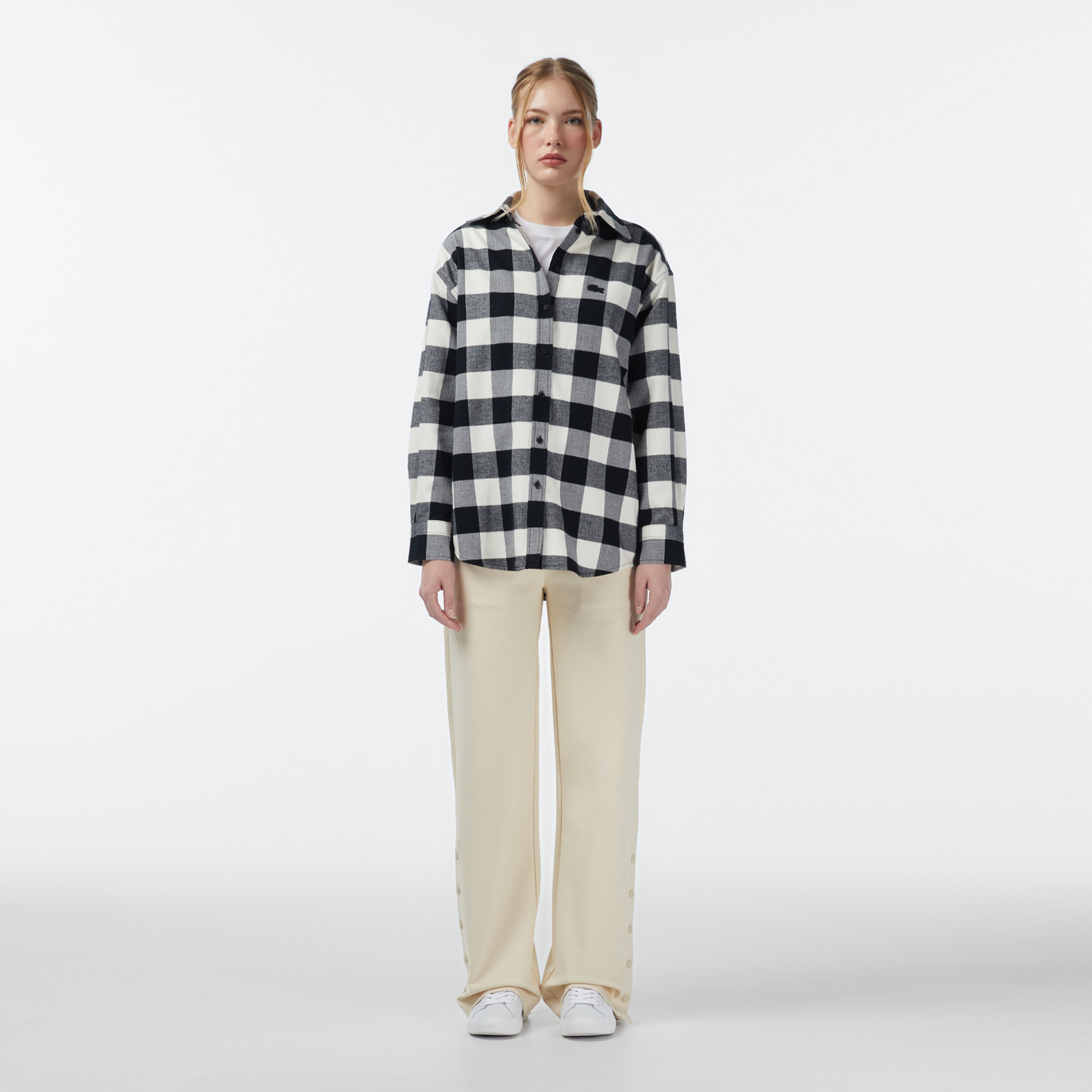 Kadın Kareli Siyah Gömlek