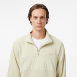 Lacoste Classic Fit Yarım Fermuarlı Desenli Erkek Bej Sweatshirt