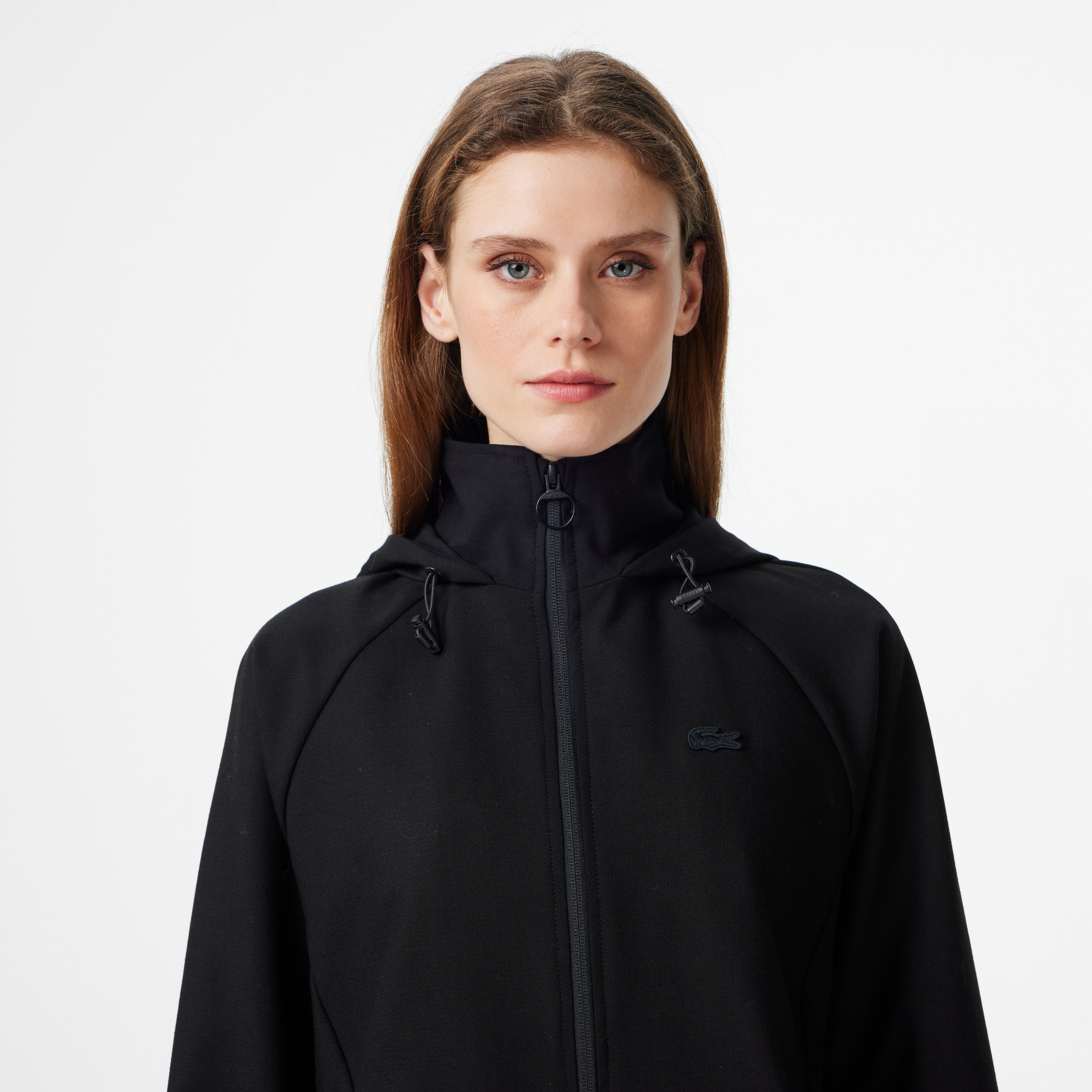 Lacoste Kadın Regular Fit Kapüşonlu Siyah Dış Gömlek