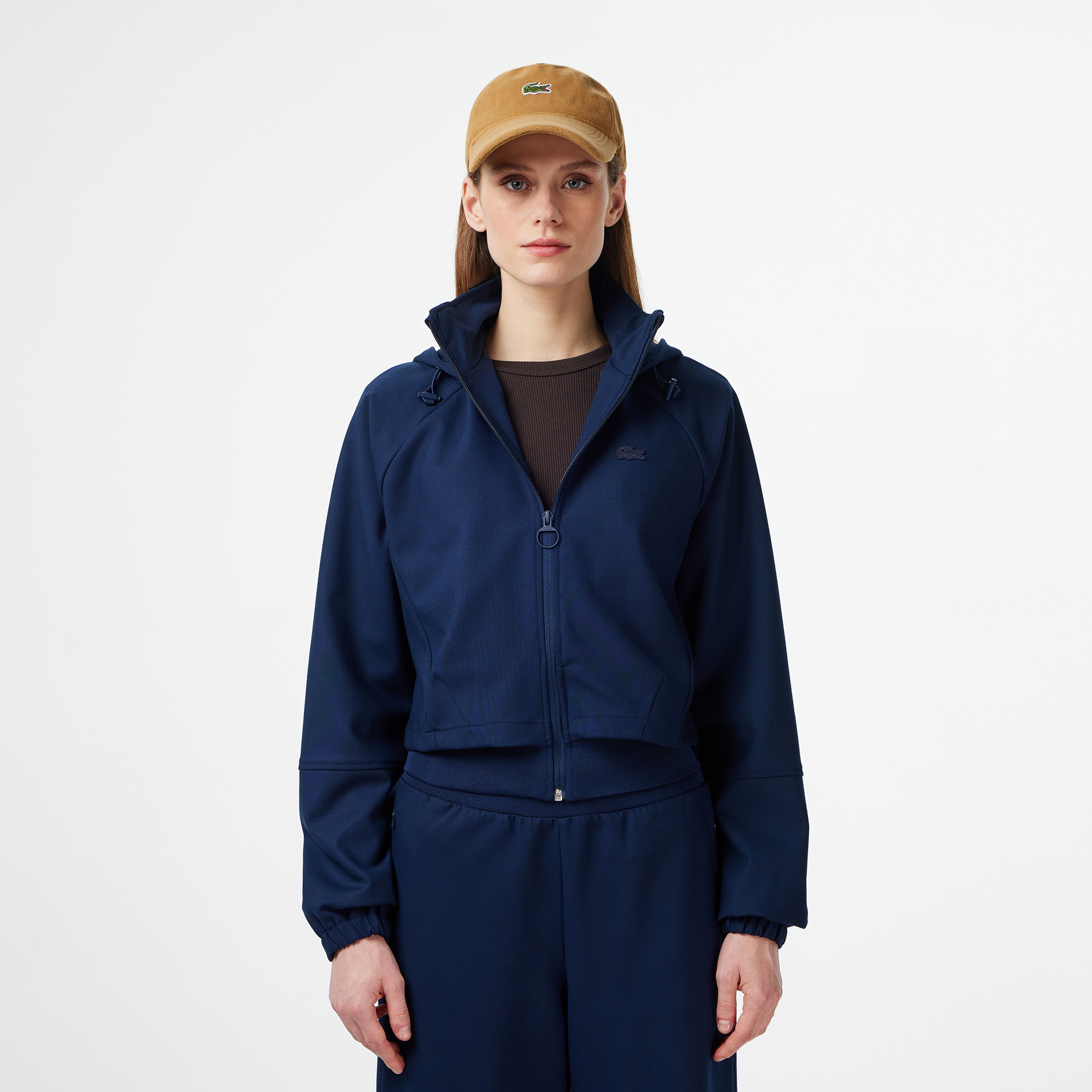 Lacoste Kadın Regular Fit Kapüşonlu Lacivert Dış Gömlek