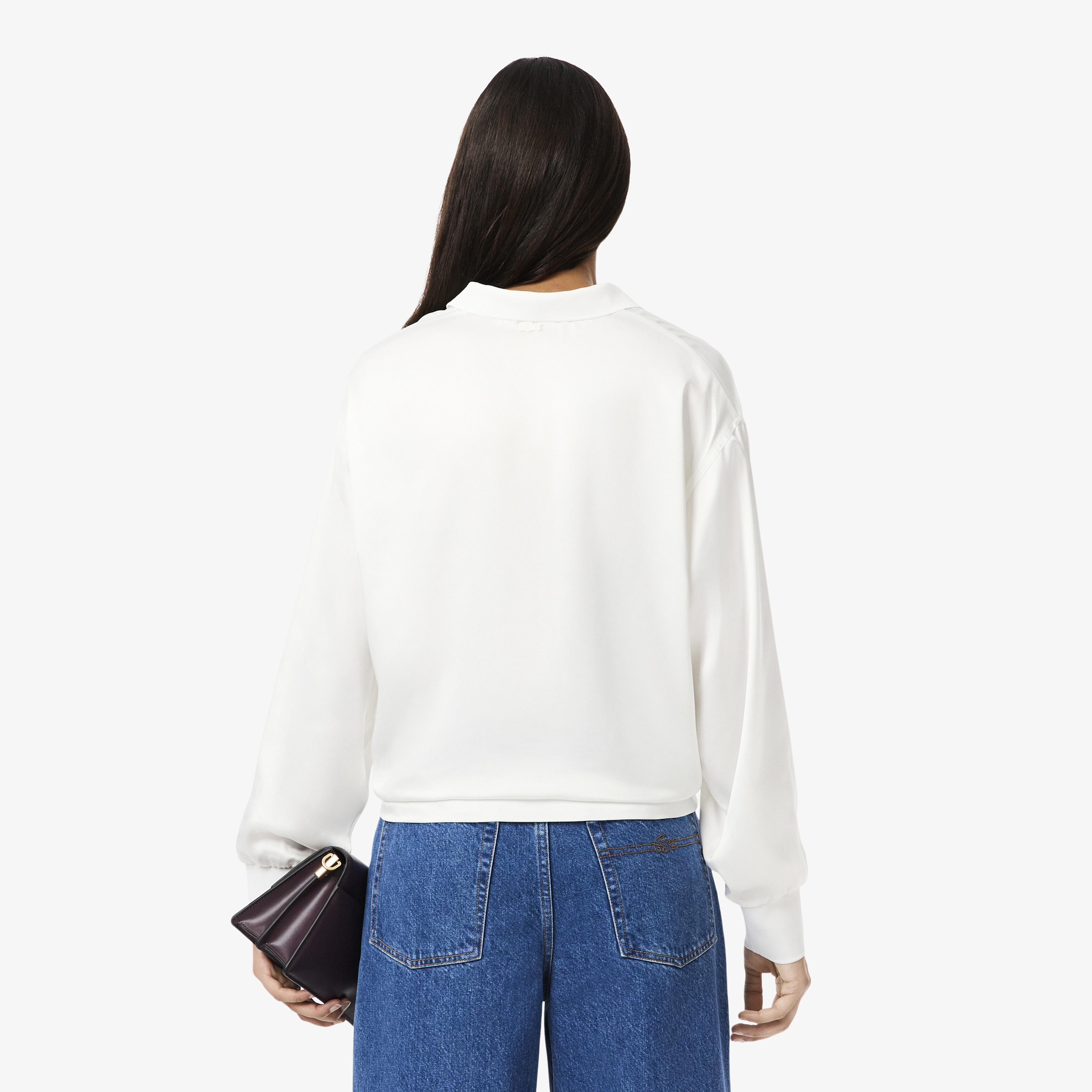 Kadın Oversize Fit Polo Yaka Beyaz Gömlek