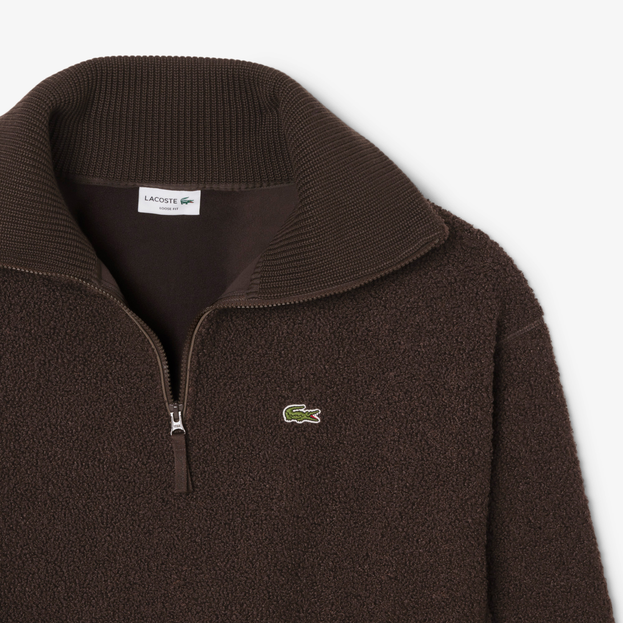 Lacoste Erkek Loose Fit Yarım Fermuarlı Kahverengi Sweatshirt