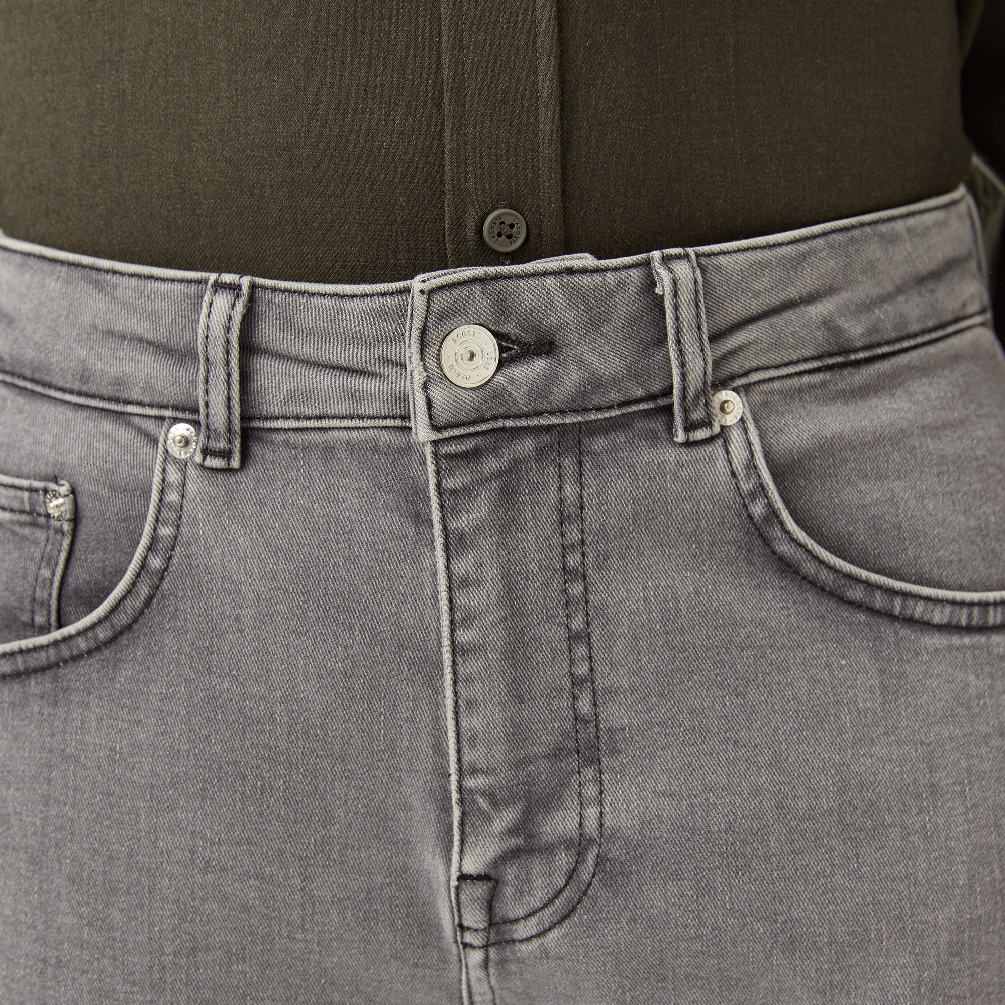 Erkek Regular Fit Gri Jean Pantolon