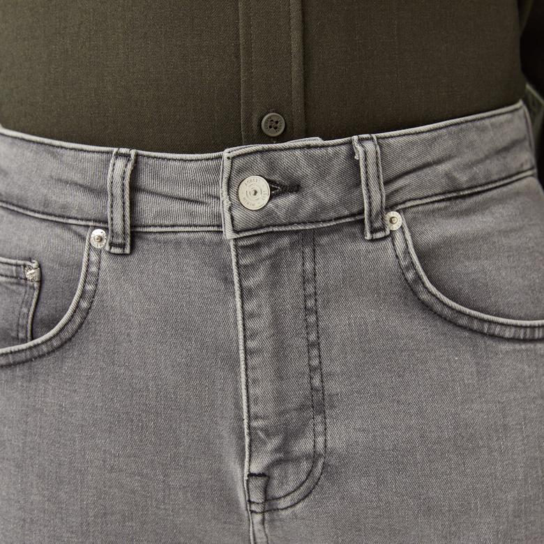 Erkek Regular Fit Gri Jean Pantolon