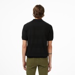 Erkek Classic Fit Kısa Kollu Polo Yaka Çizgili Siyah Triko