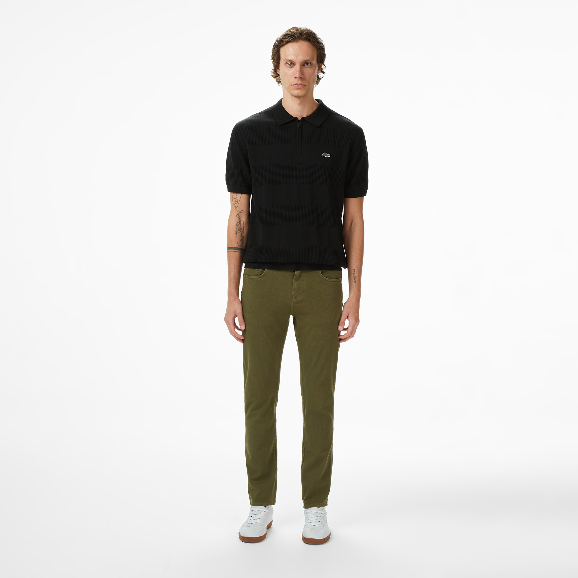 Erkek Classic Fit Kısa Kollu Polo Yaka Çizgili Siyah Triko