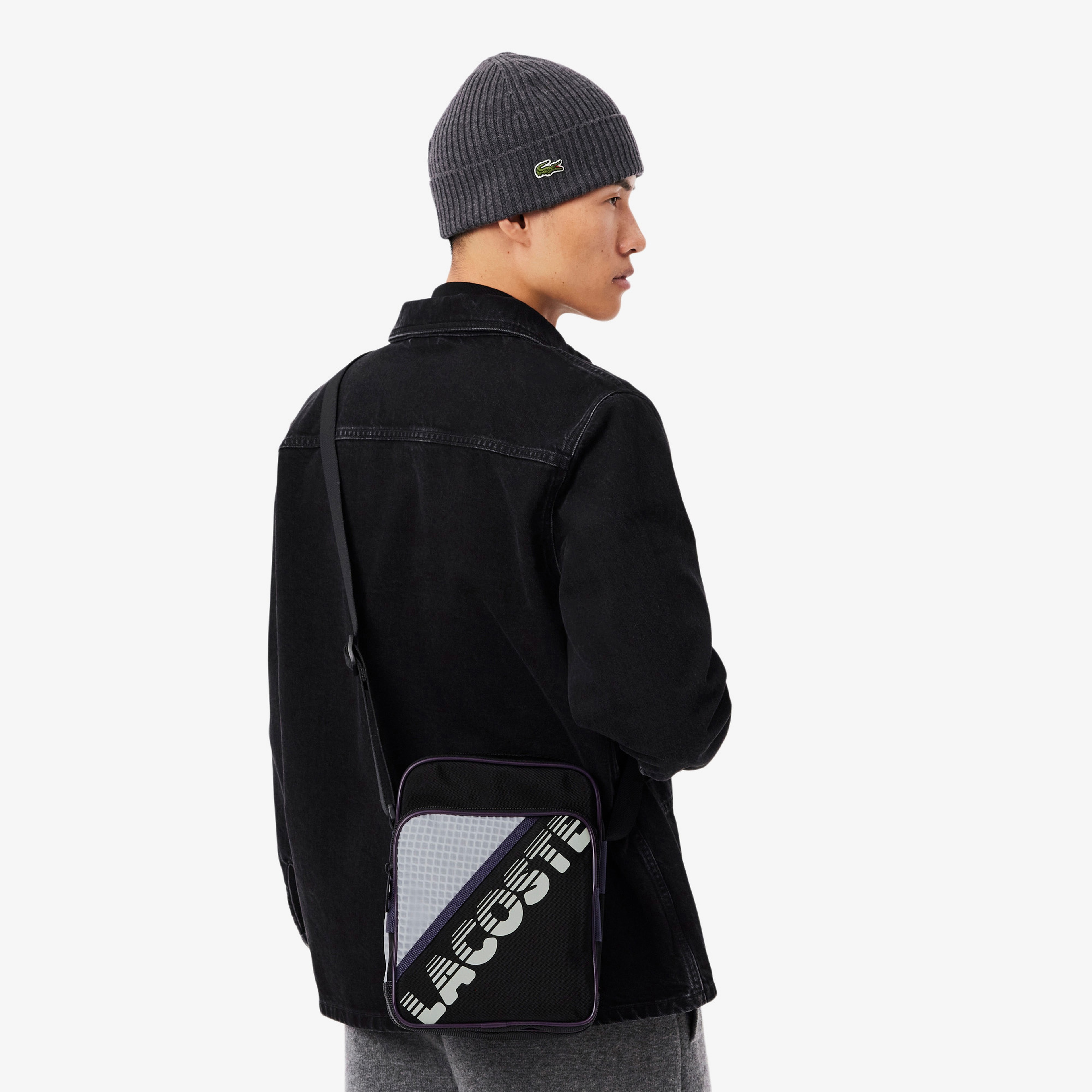 Erkek Baskılı Siyah Postacı Çantası