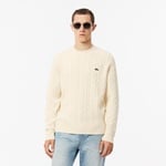 Erkek Classic Fit Bisiklet Yaka Desenli Krem Kazak
